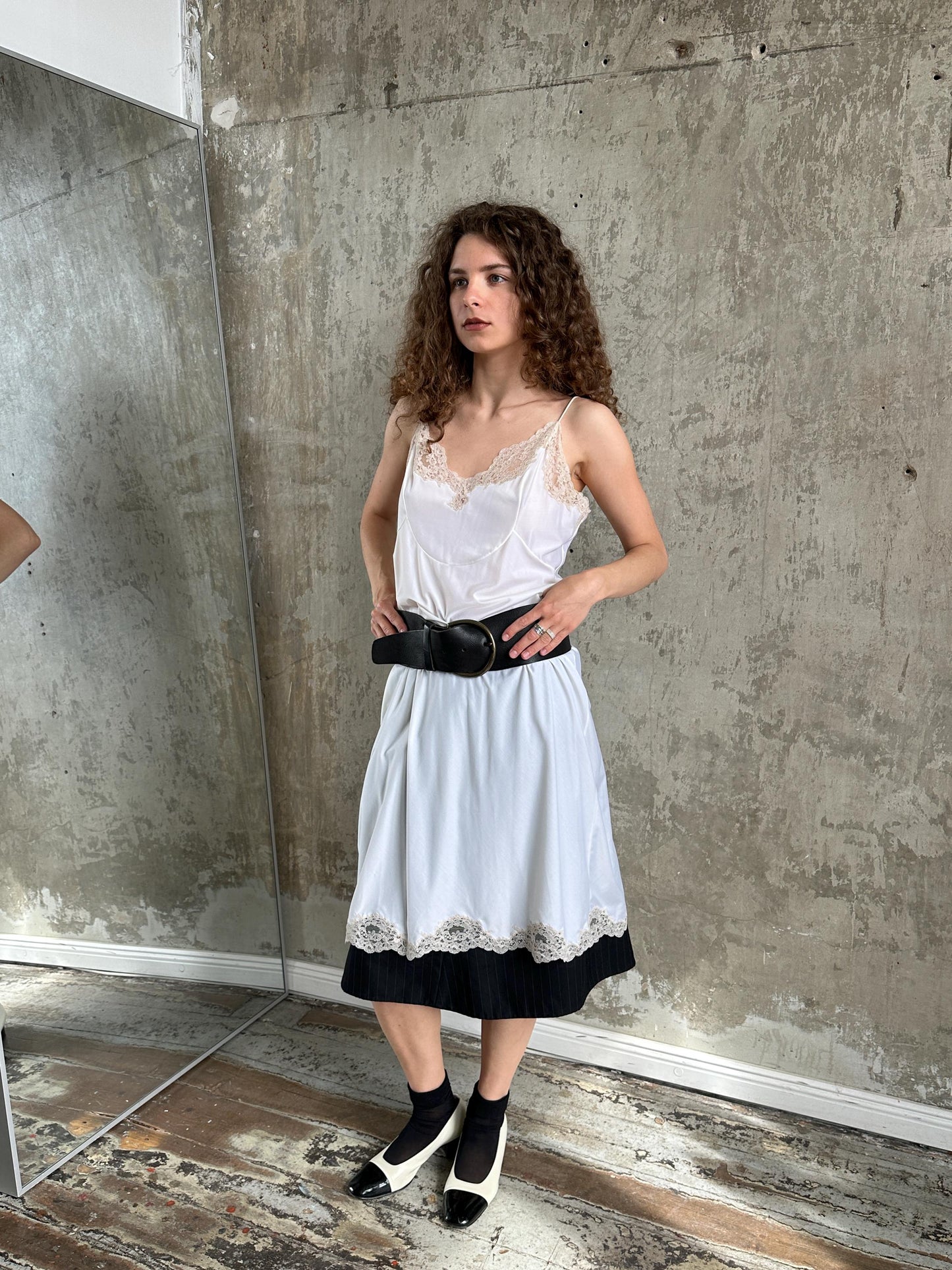 Vintage La Perla White Silk Slip Dress | Cream Lace Trim