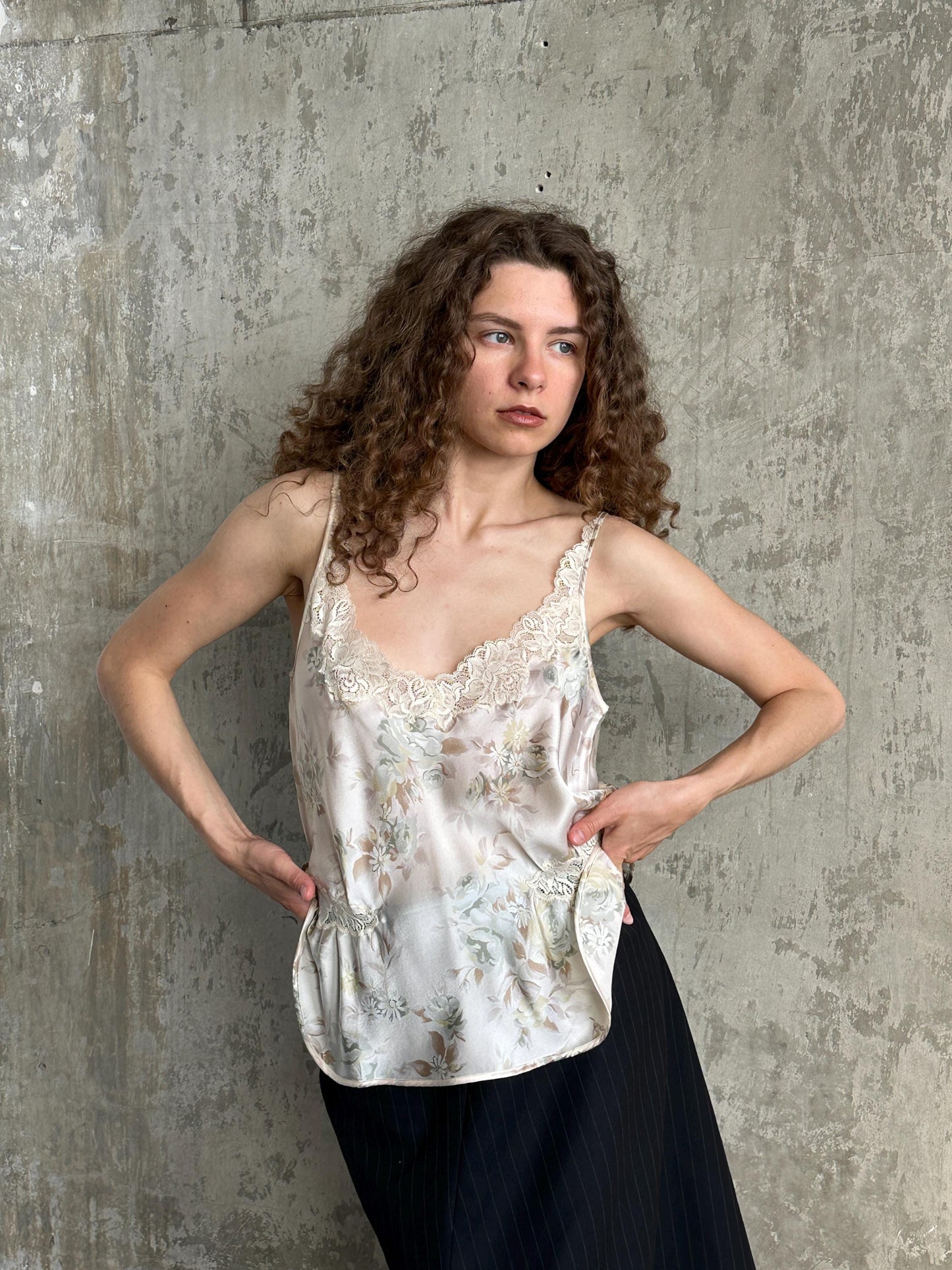 Vintage La Perla Floral Silk and Lace Camisole in Rose
