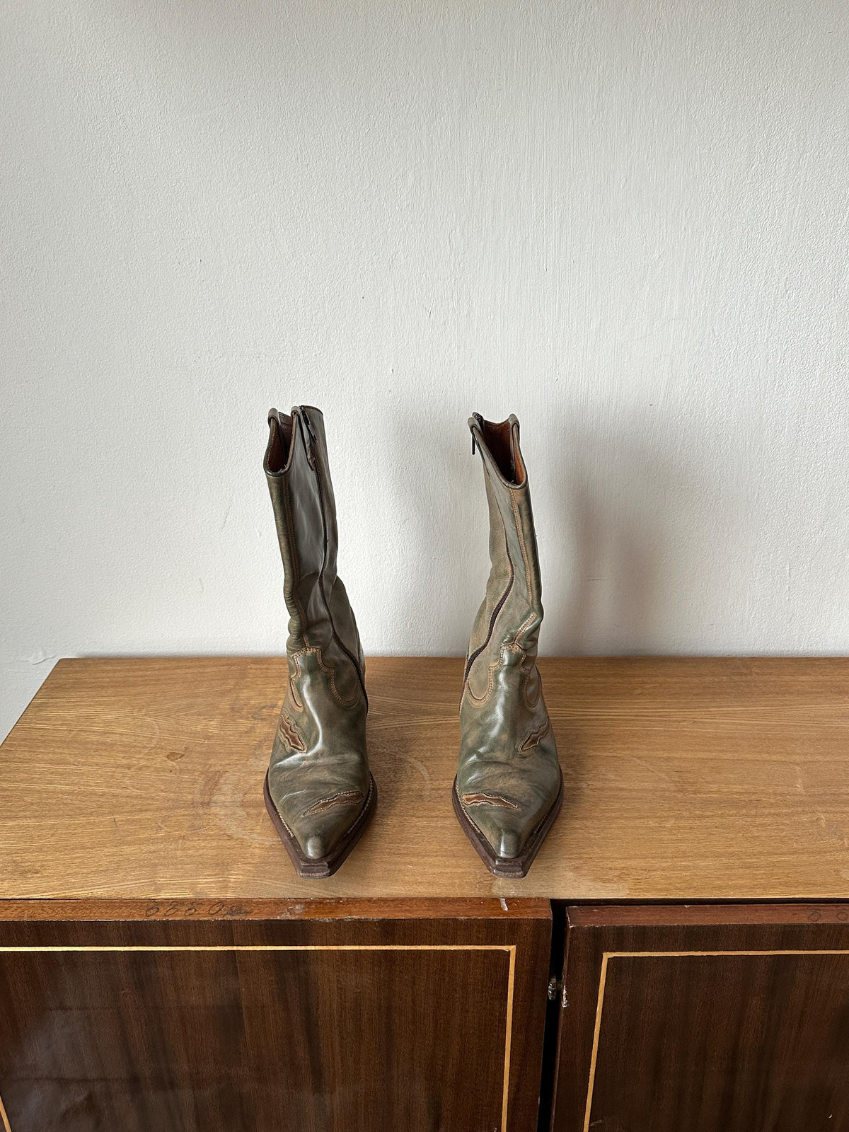 Vintage Italian Green Cowboy Boots | Leather Western Boots | US 6
