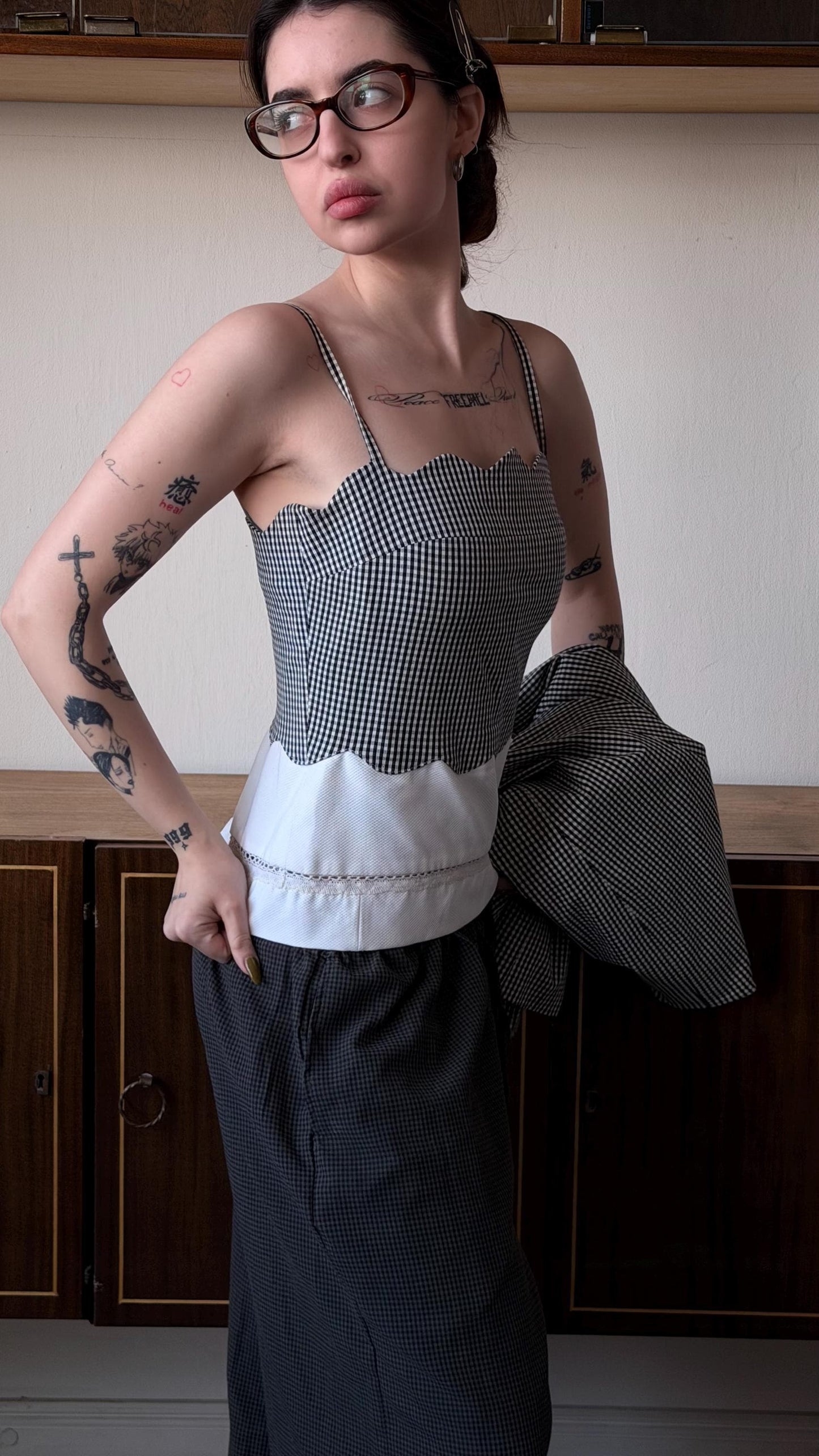 Vintage Moschino Cheap and Chic Gingham Set, Blazer and Top Set
