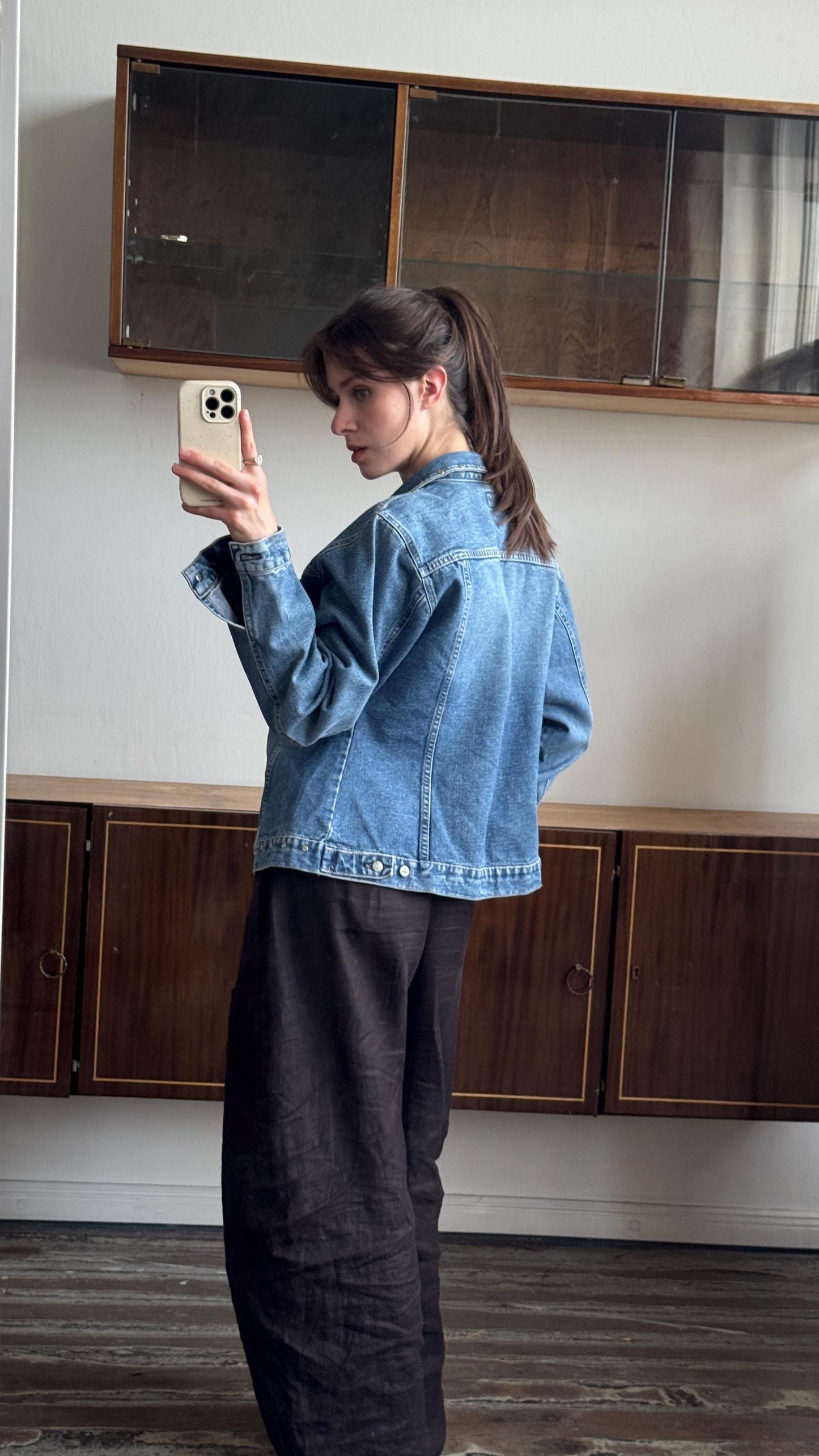 Vintage oversized denim jeans jacket in blue