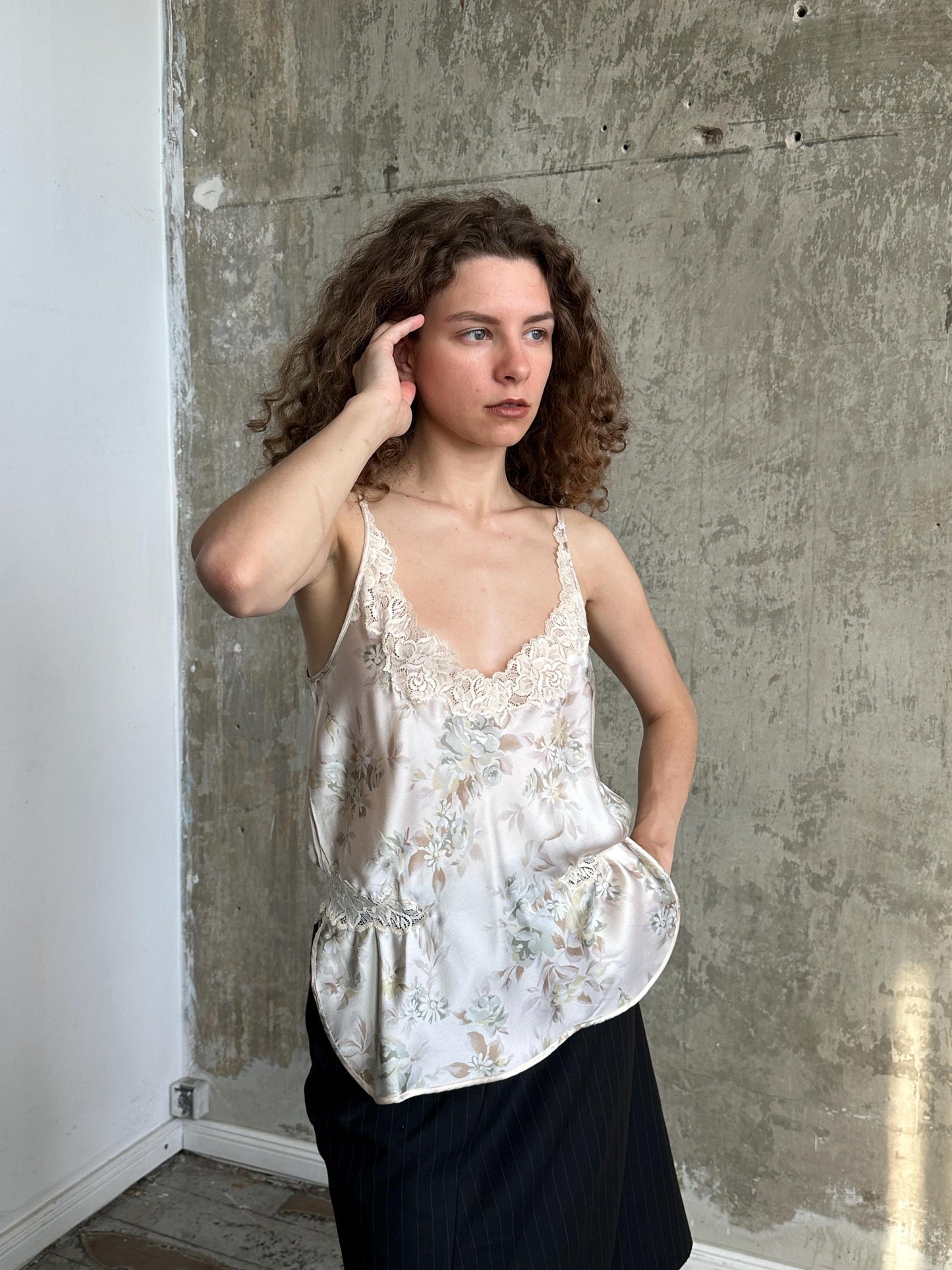 Vintage La Perla Floral Silk and Lace Camisole in Rose