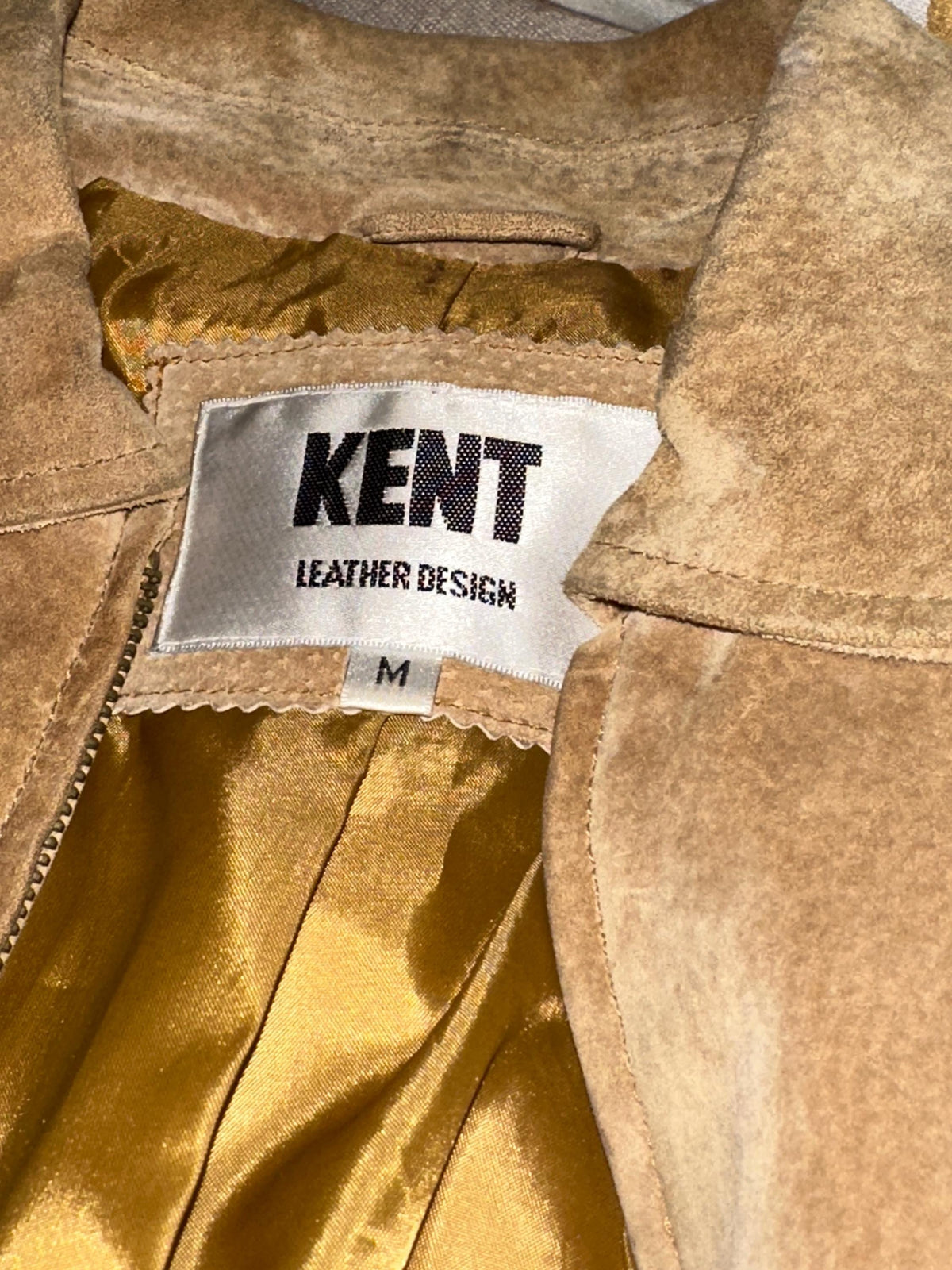 Vintage 90s Beige Suede Leather Minimalistic Jacket