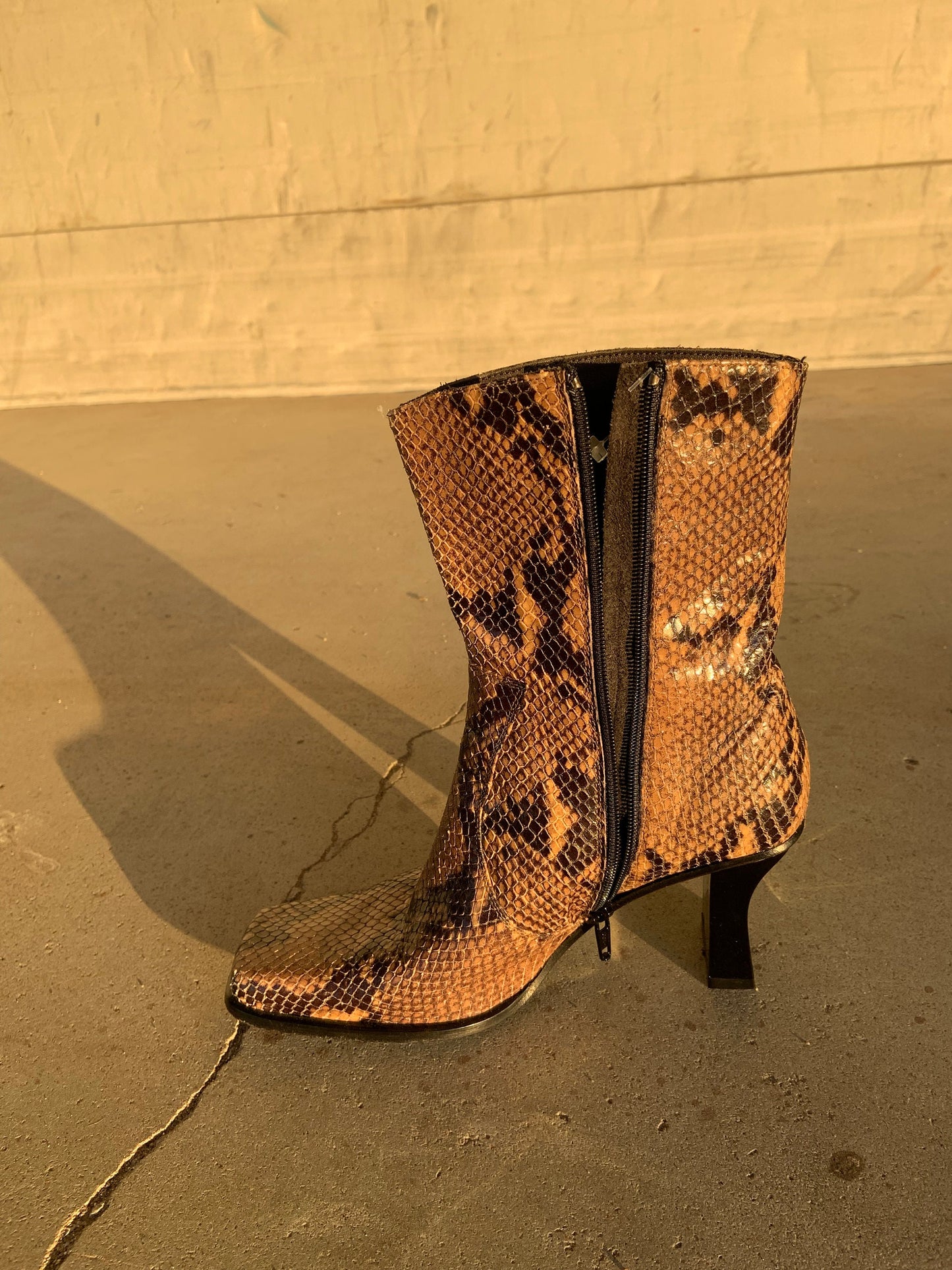 Vintage snake leather ankle boots