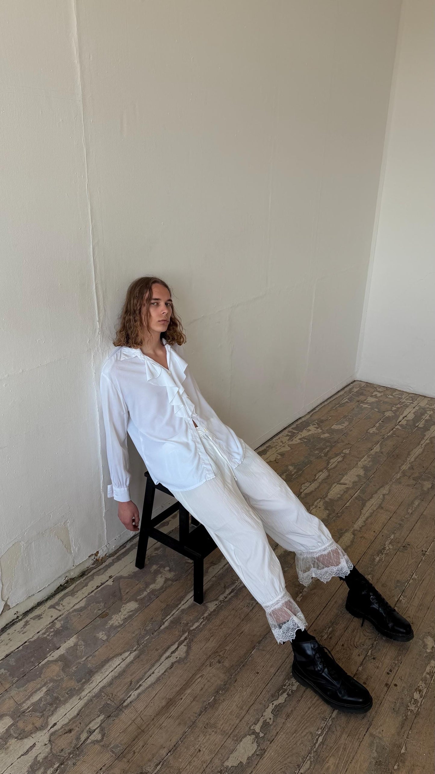 Vintage sheer women blouse in white