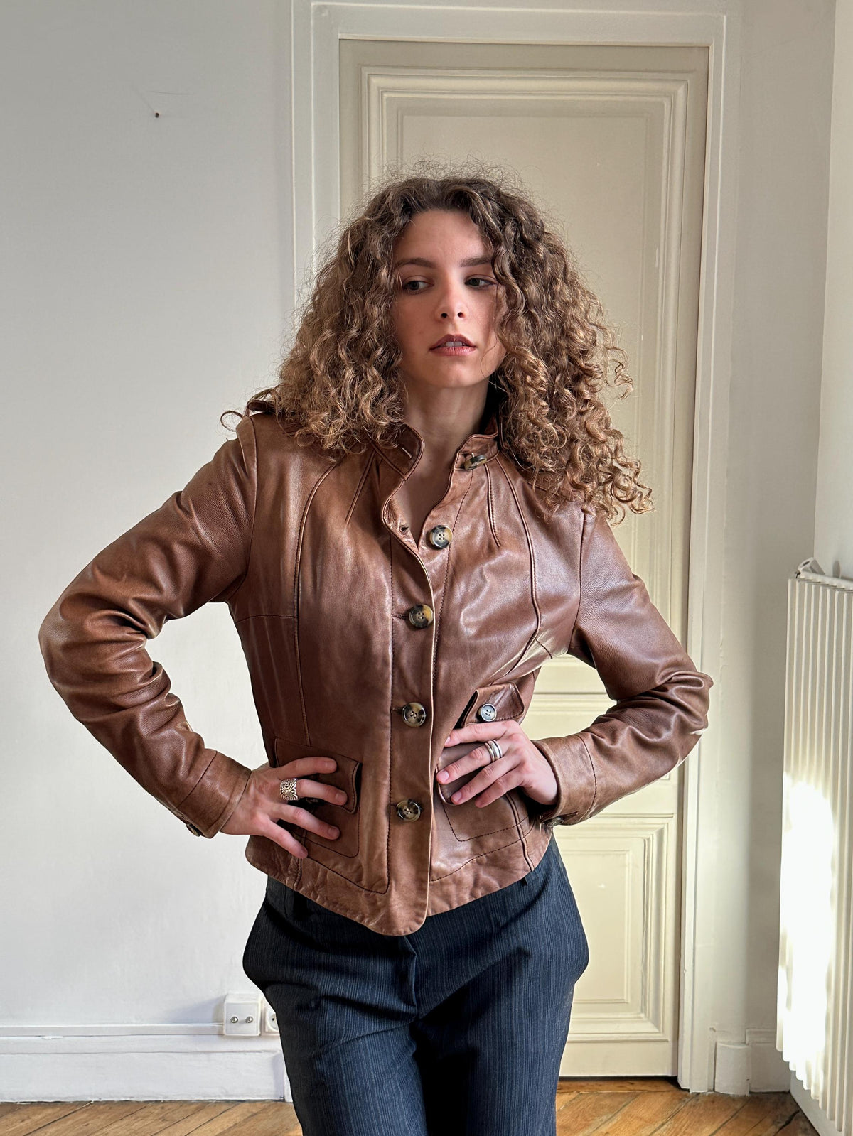 Vintage Arma Field Leather Jacket in Brown