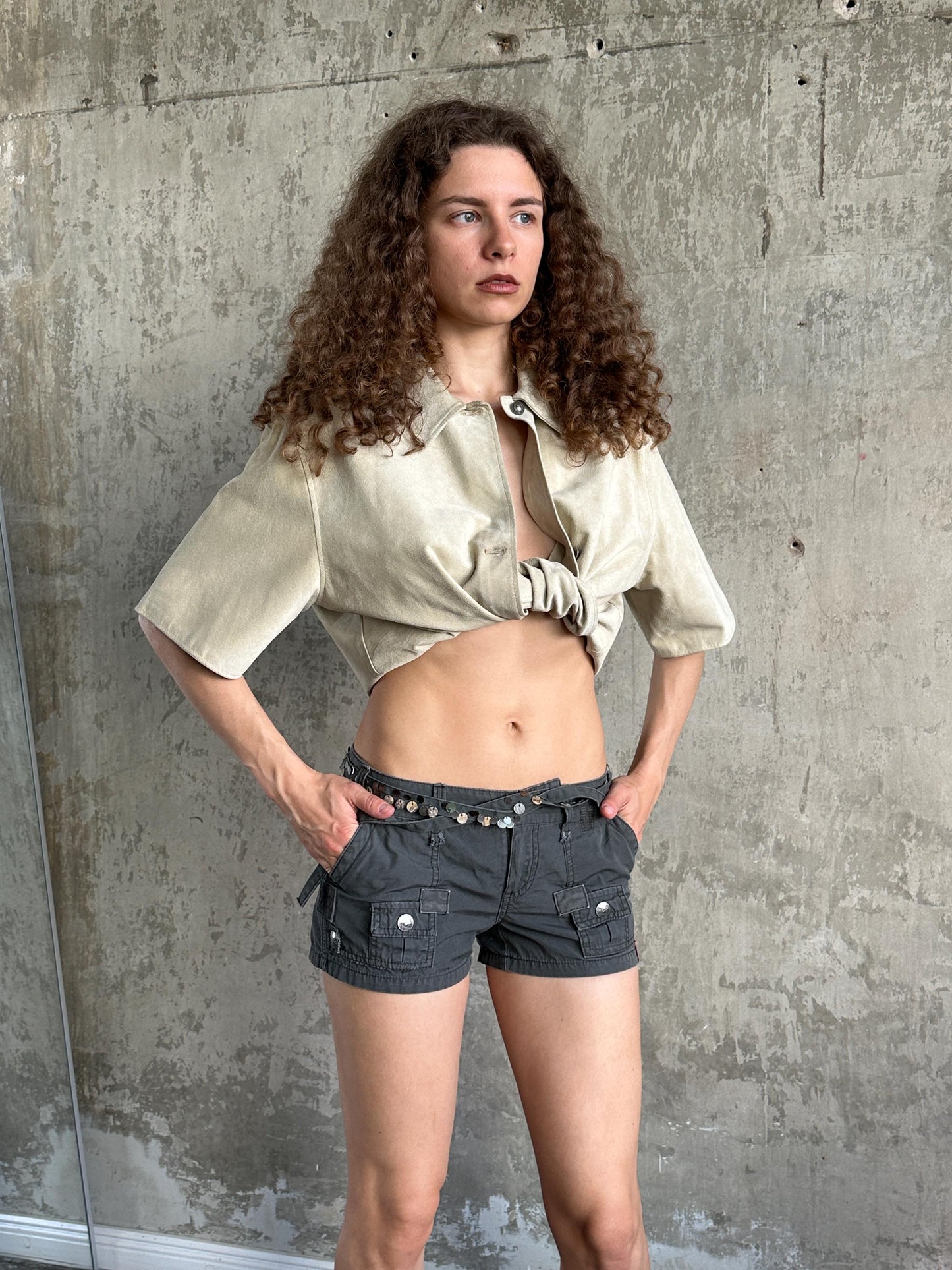 Vintage Y2K Grey Cargo Micro Shorts