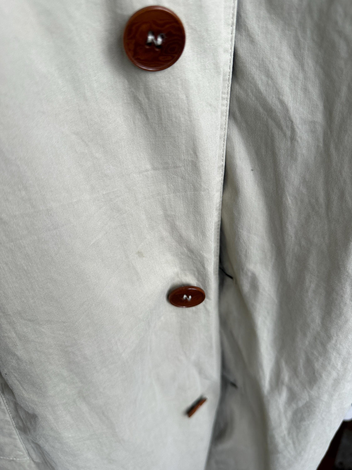 Vintage 90s Long Beige Trench Coat | Classic Minimalist Trench