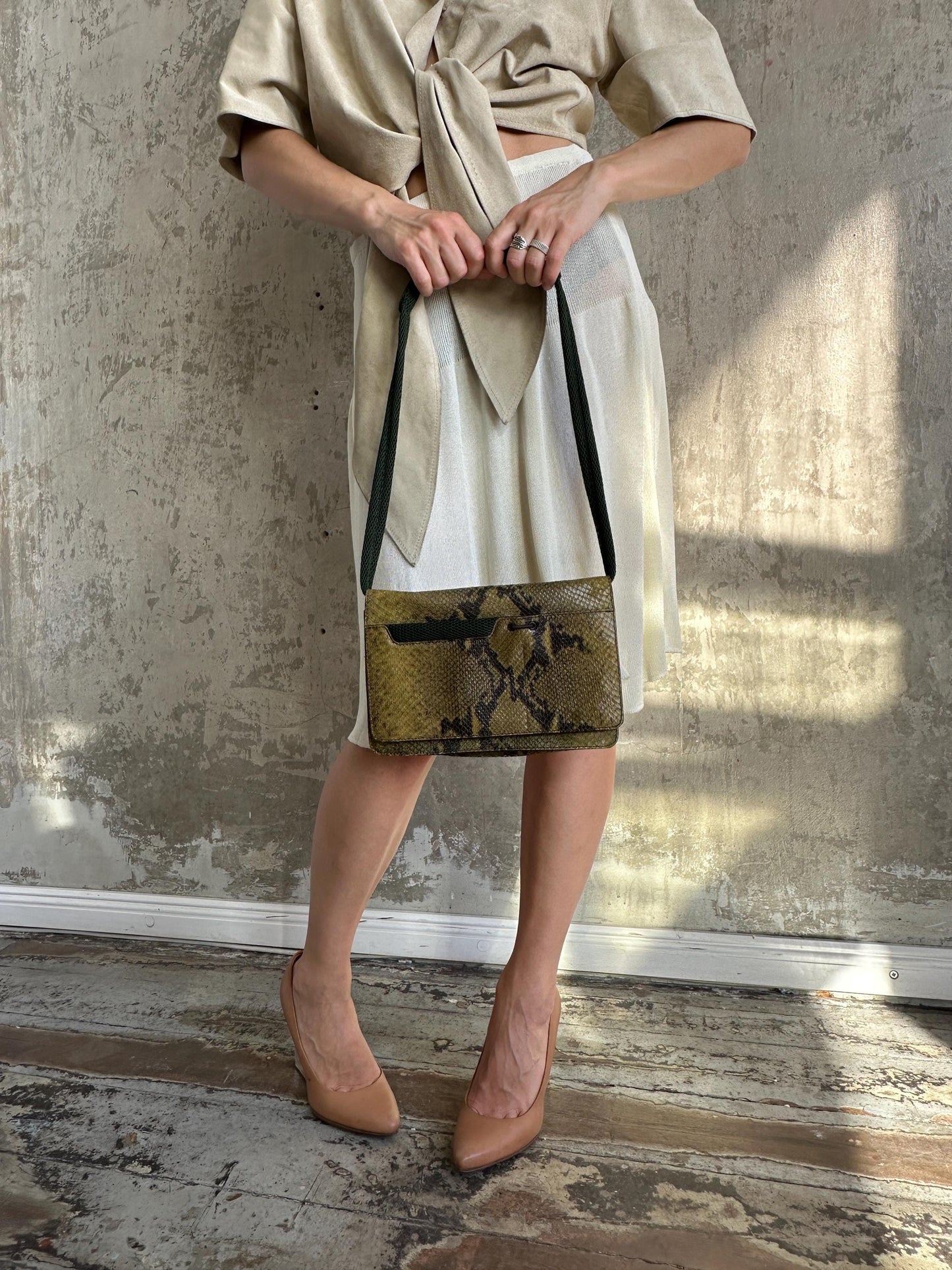 Vintage Miu Miu 1999 Python Mesh Crossbody Bag in Green