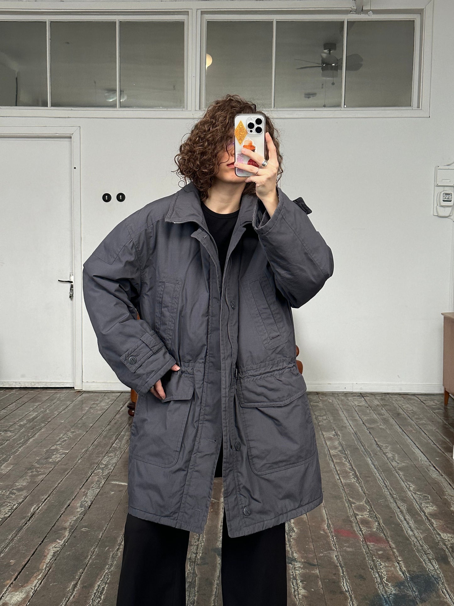 Vintage oversized trench coat in grey