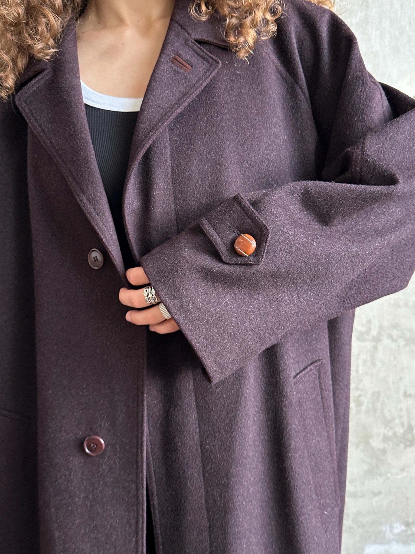Vintage Lodenfrey Purple Wool Coat | Long Oversized Austrian Loden Coat