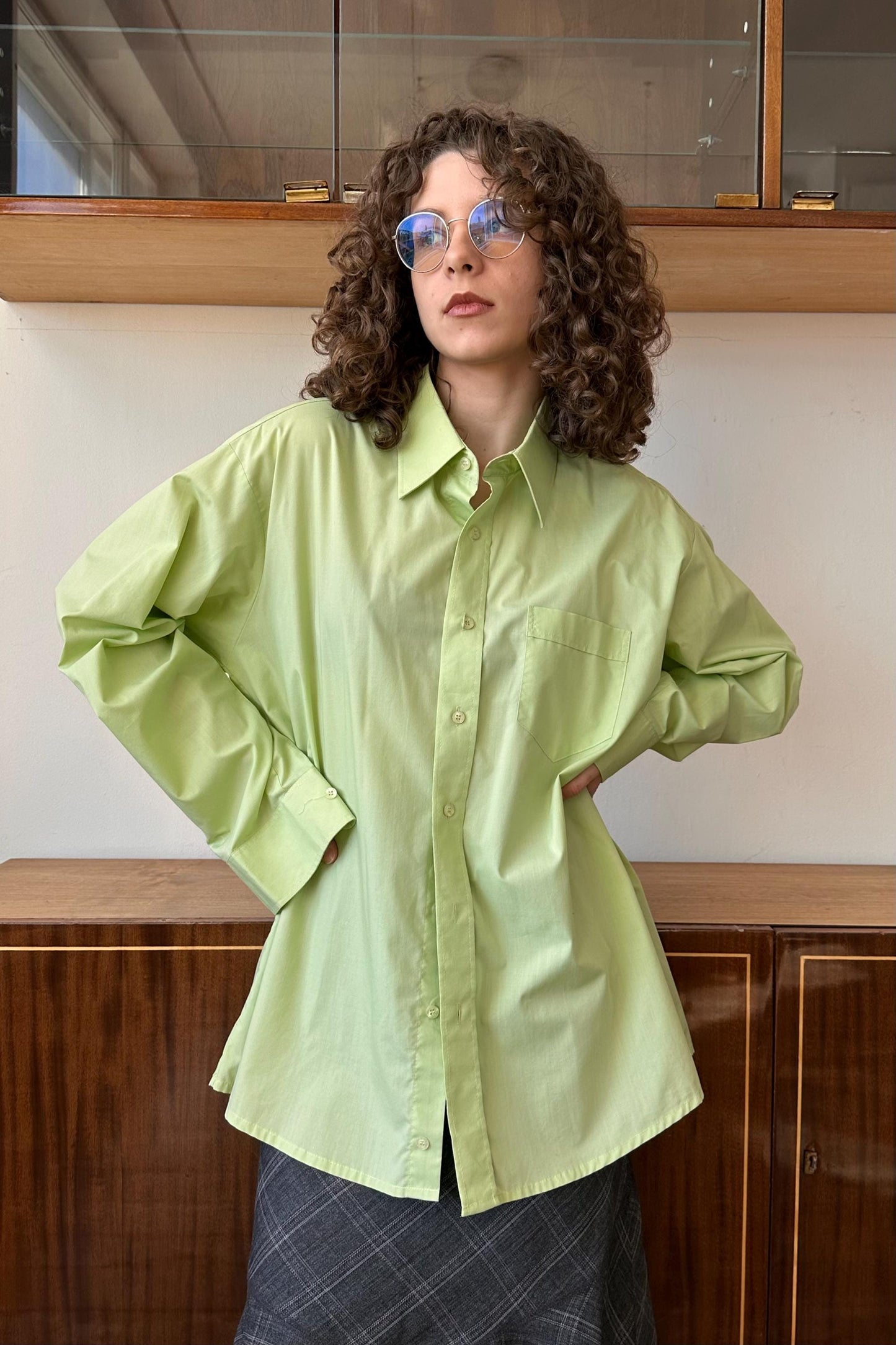 Vintage NATIVE light green button-up shirt