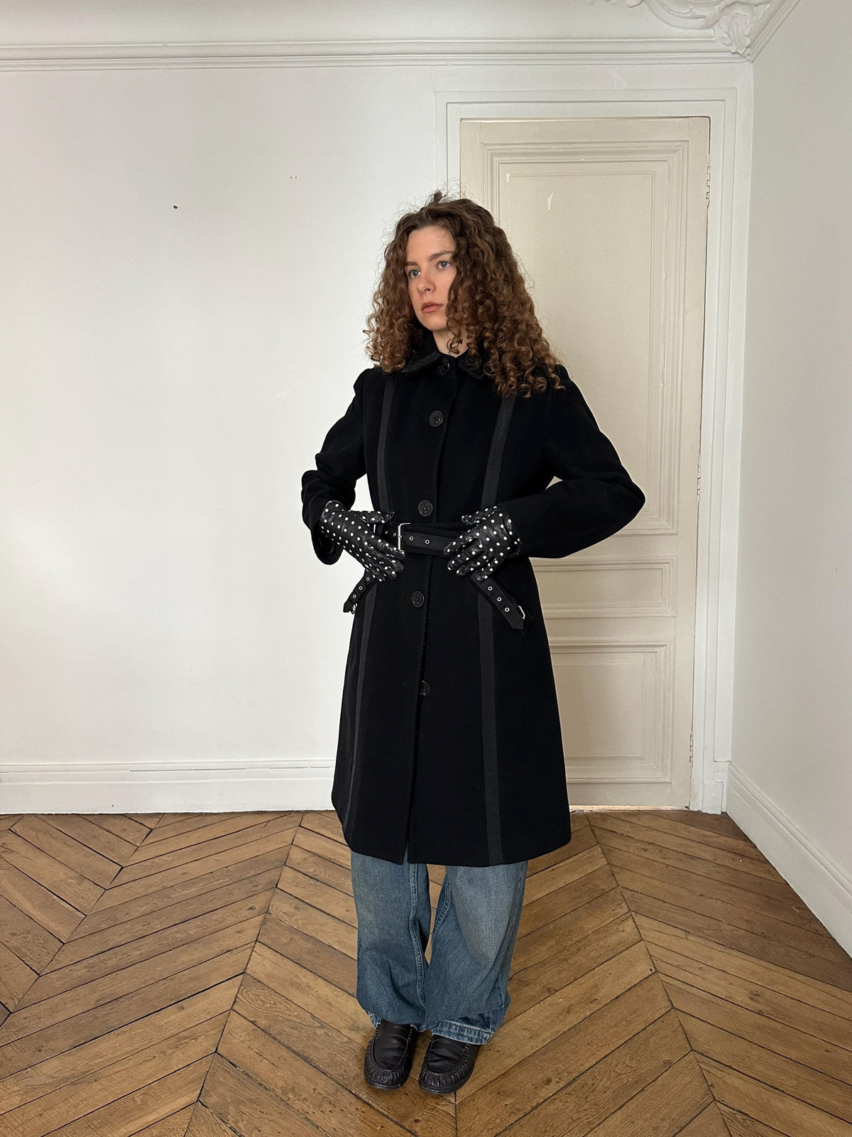 Vintage 90s Black Wool Cashmere Coat