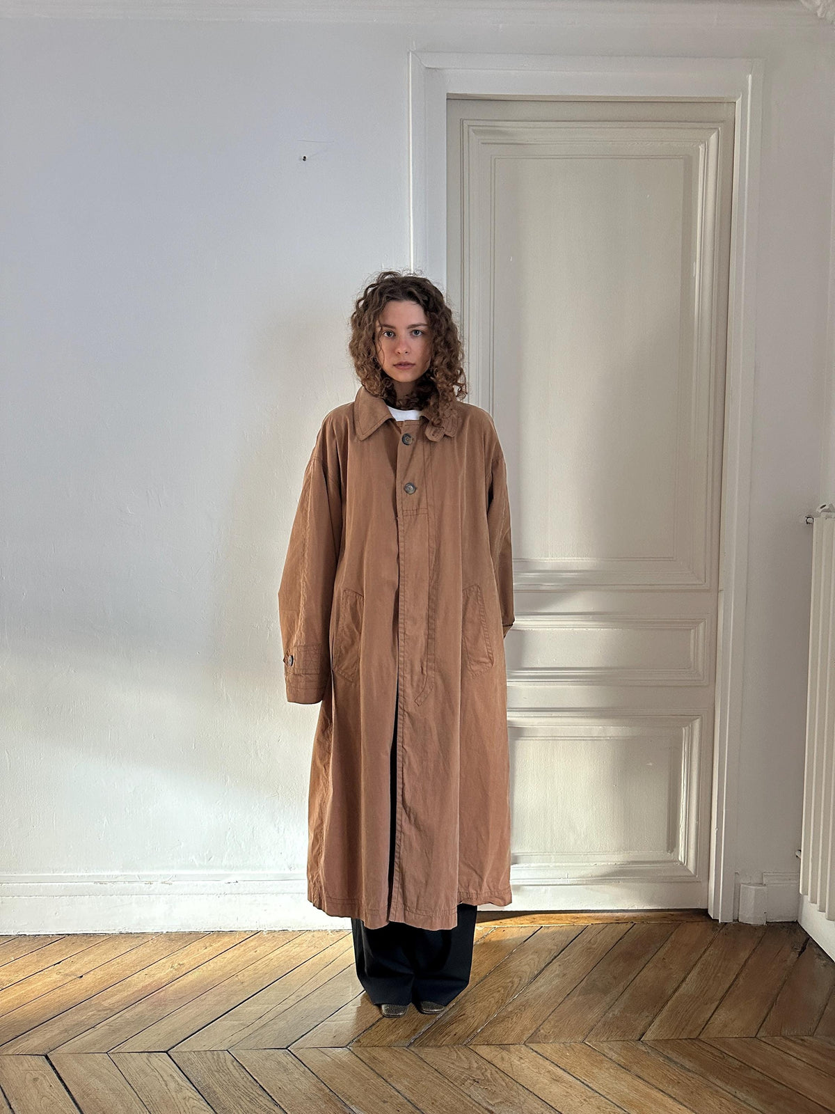 Vintage 90s Bugatti Oversized Maxi Trench Coat in Brown