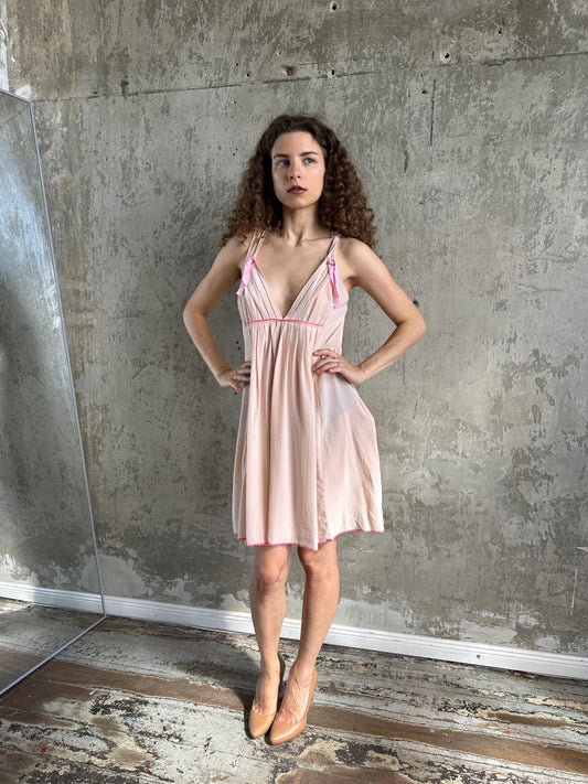 Vintage Sonia Rykiel Blush Pink Silk Mini Dress