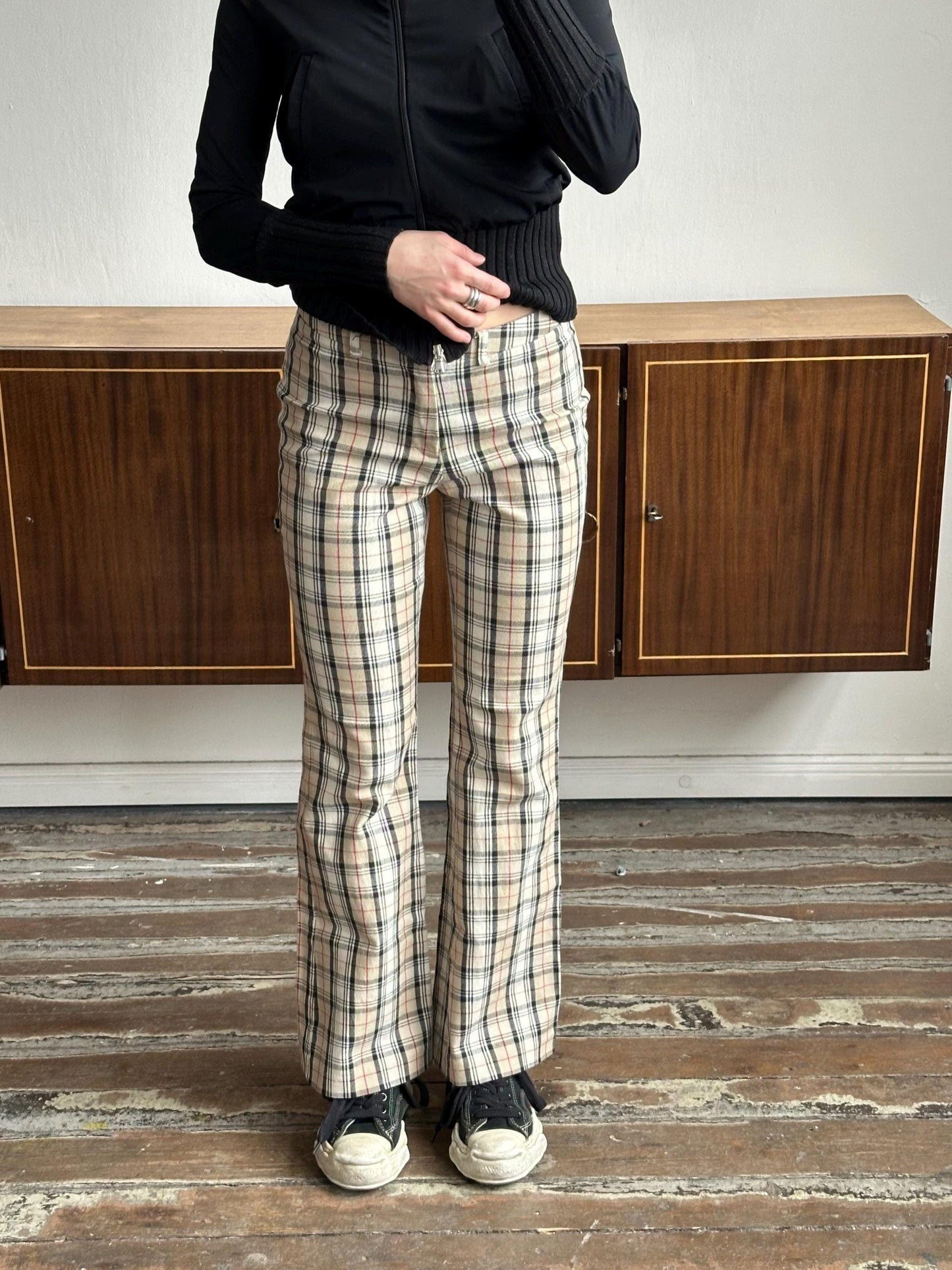 Vintage MEXX y2k low-rise check trousers in brown
