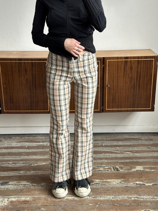Vintage MEXX y2k low-rise check trousers in brown