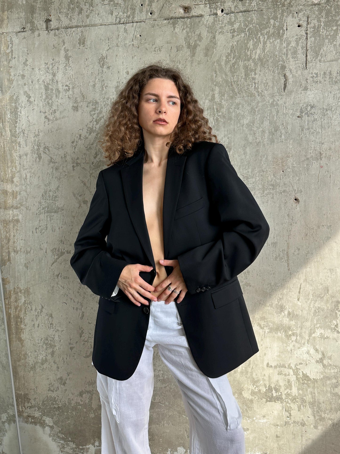 Vintage 90s Hugo Boss Classic Wool Blazer in Black