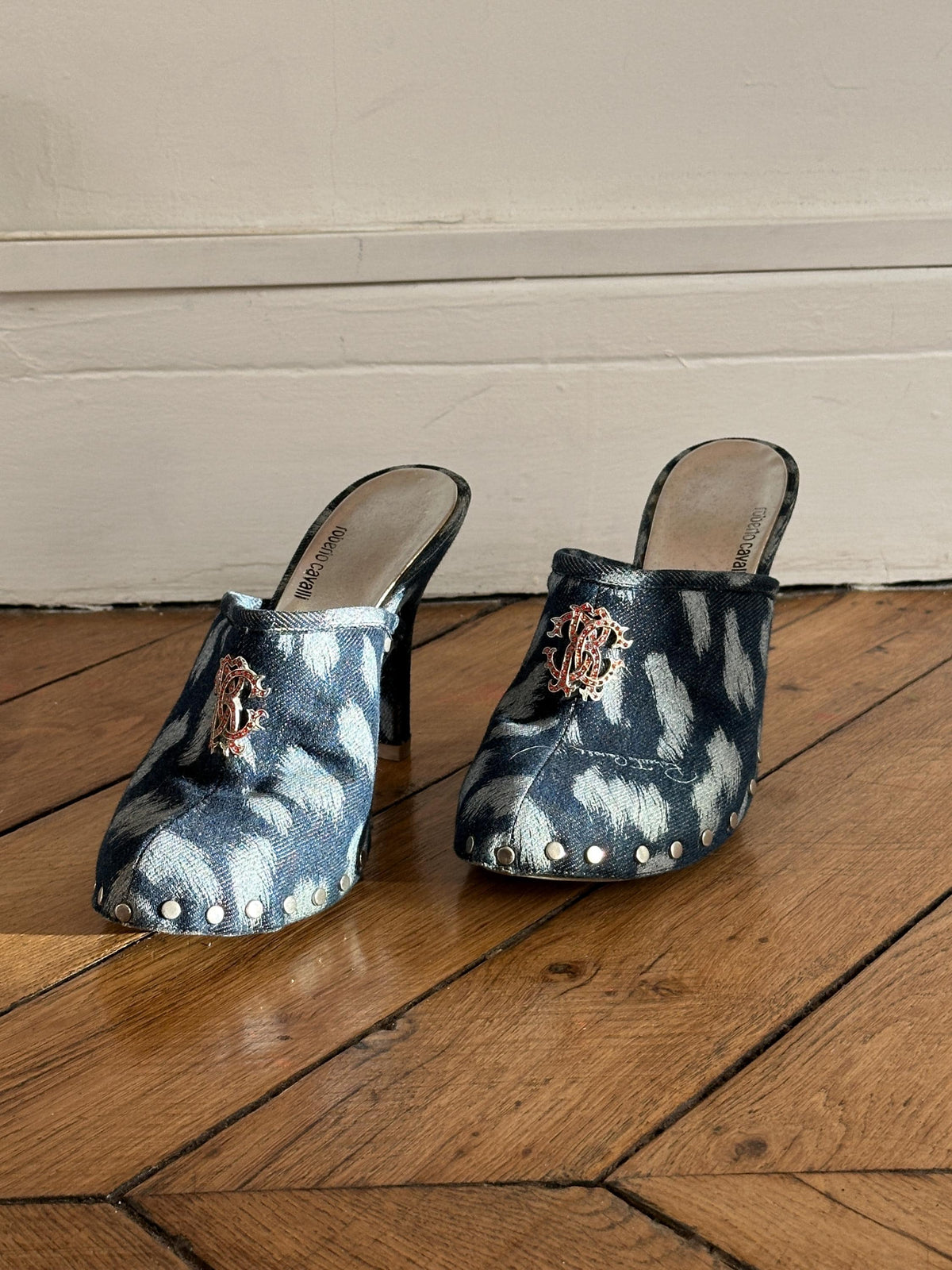 Vintage Y2K Roberto Cavalli Denim Blue Mules I US 6.5