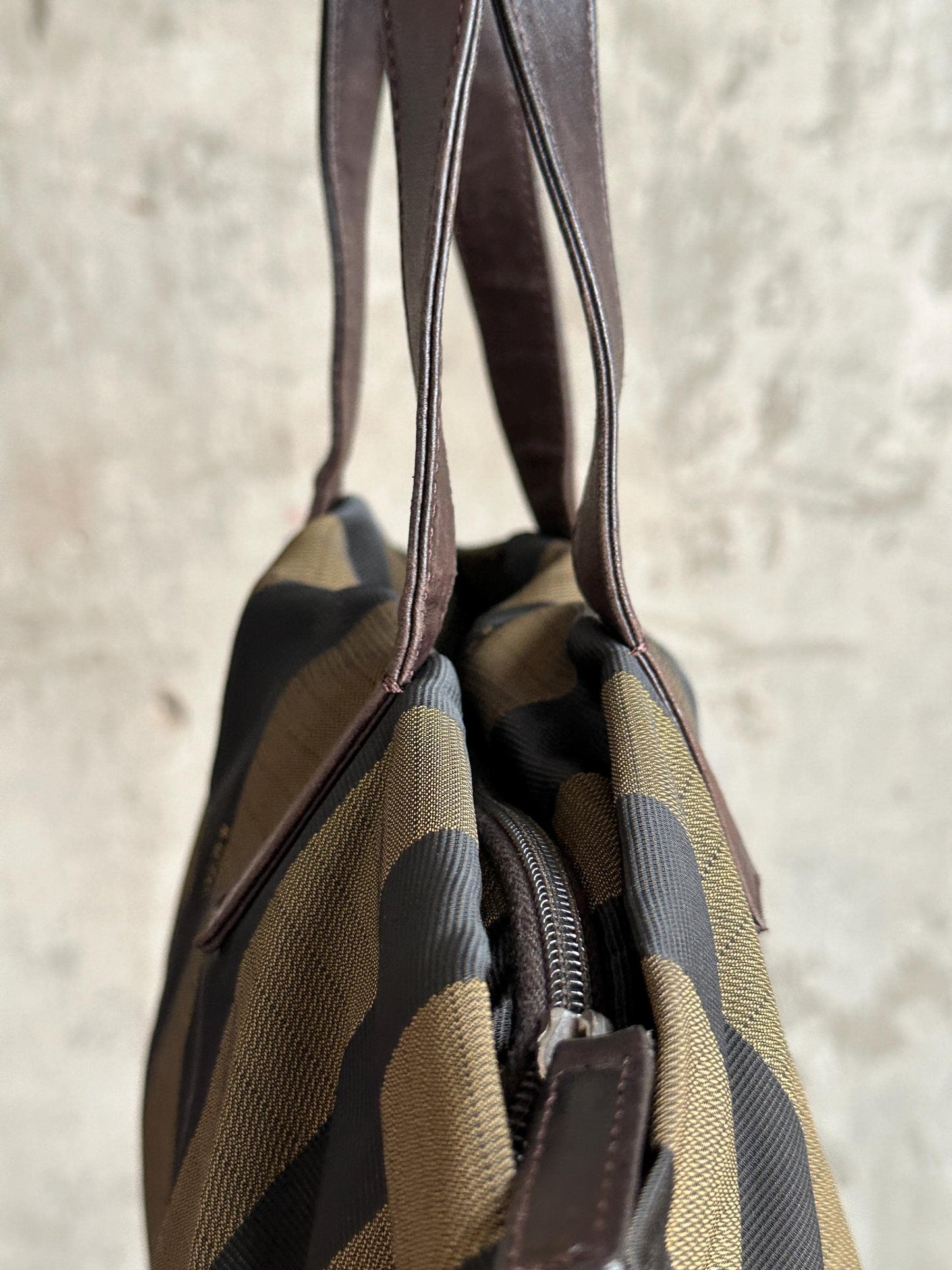 Vintage FENDI Pequin Striped Tote Bag