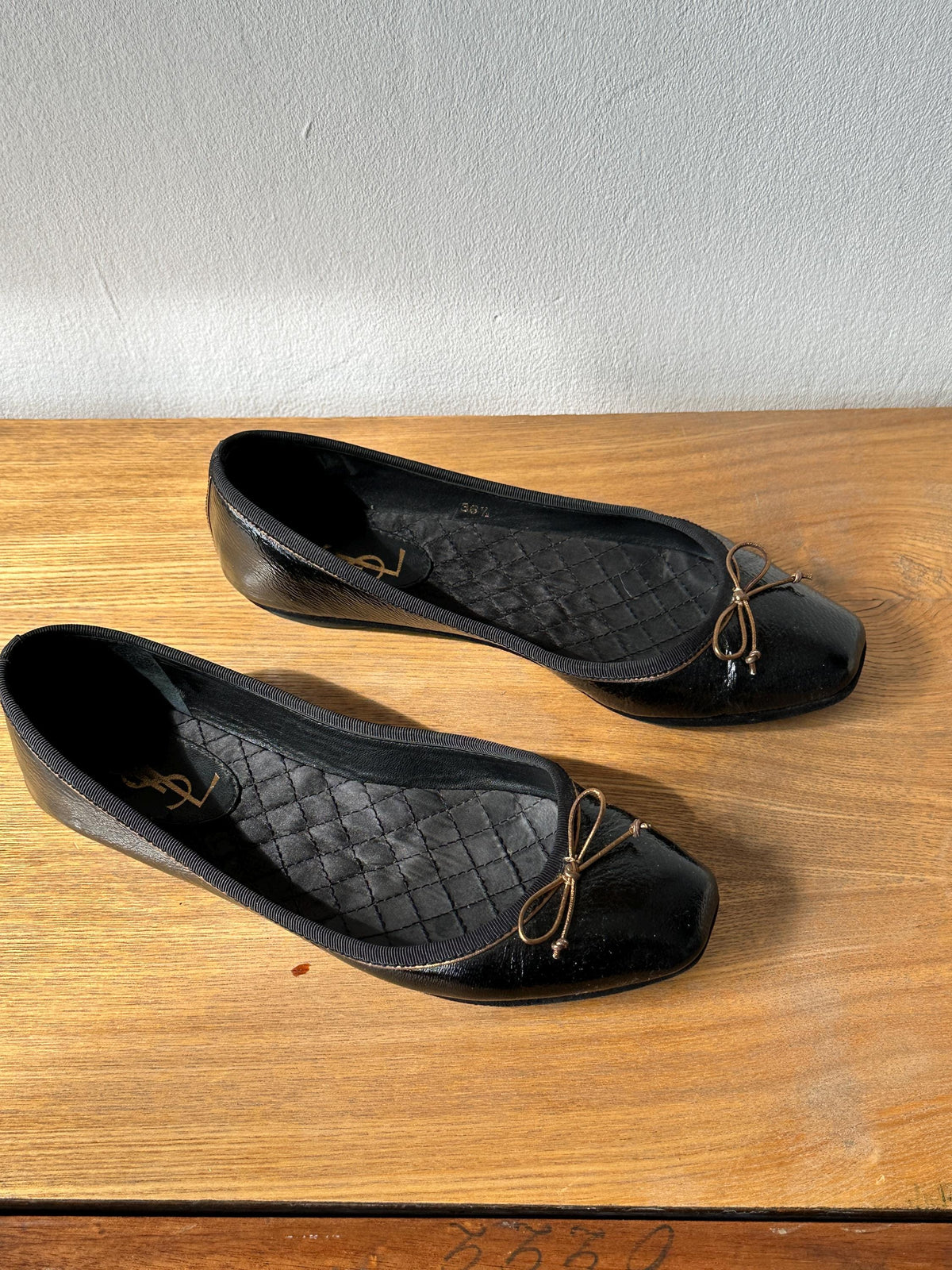 Vintage YSL Dark Brown Patent Ballet Flats | Yves Saint Laurent Bow Flats I US 6.5