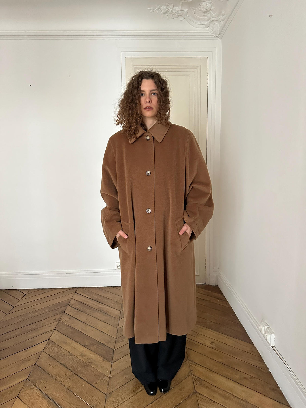 Vintage Piacenza Camel Long Baggy Coat | Italian 100% Wool Minimalist Coat