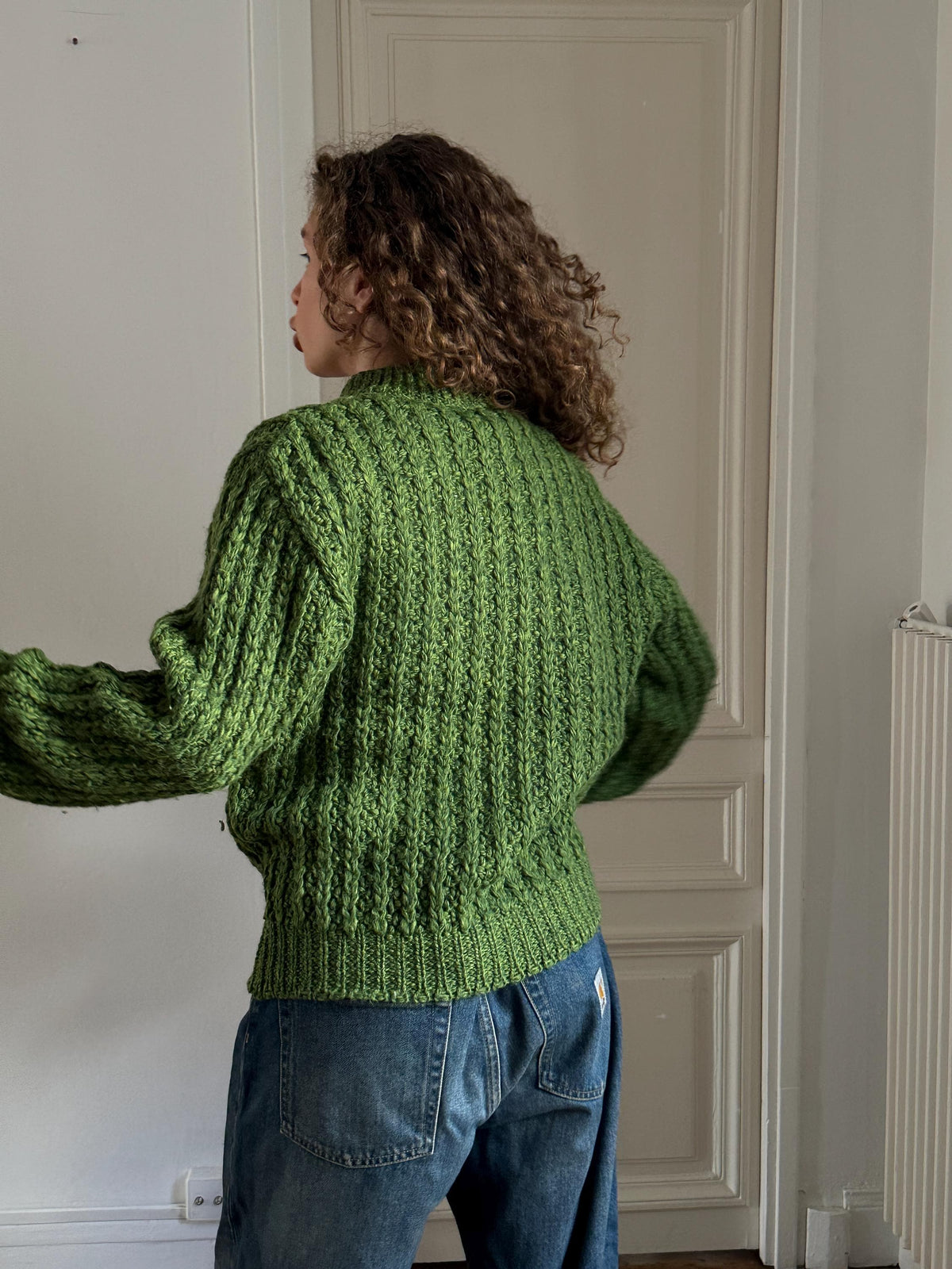 Vintage Coarse Knit Wool Sweater in Green