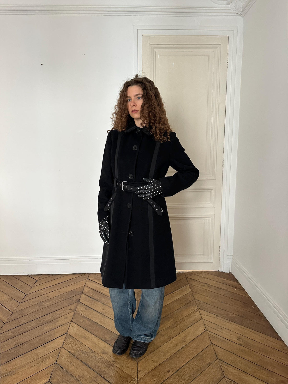 Vintage 90s Black Wool Cashmere Coat