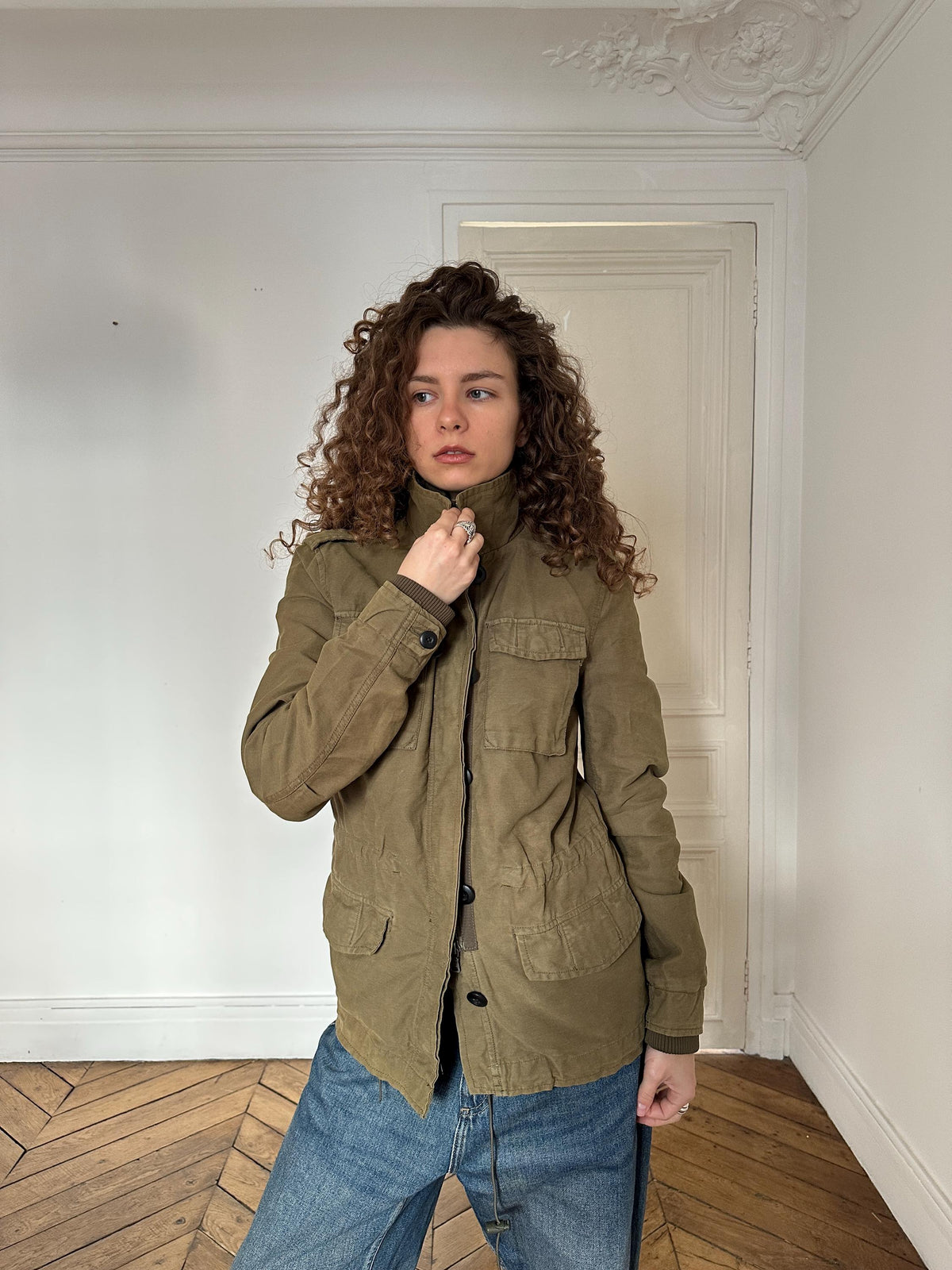 Vintage Ralph Lauren Polo Jeans Military Field Jacket in Khaki Green