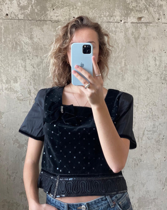 Vintage Original SCHWAIGER HANDICRAFT black, velvet top