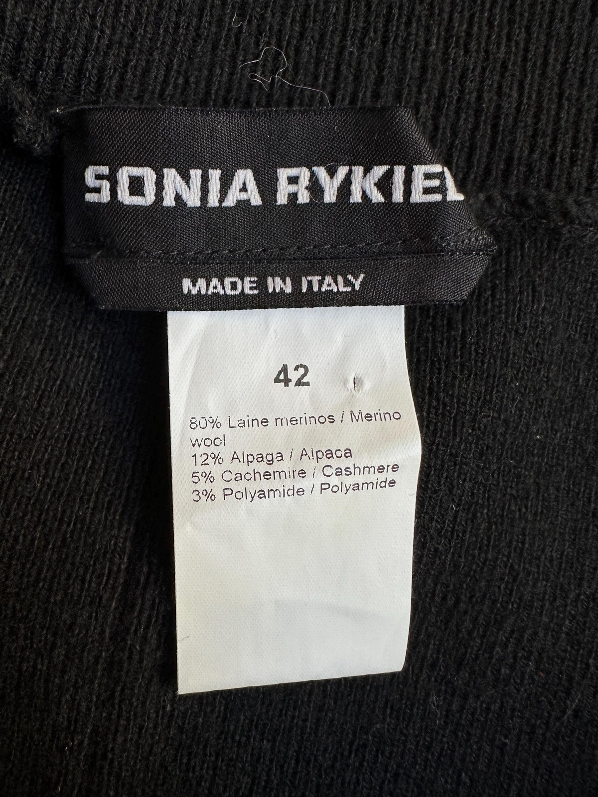 Vintage Sonia Rykiel Knit Skirt Black with Fringe