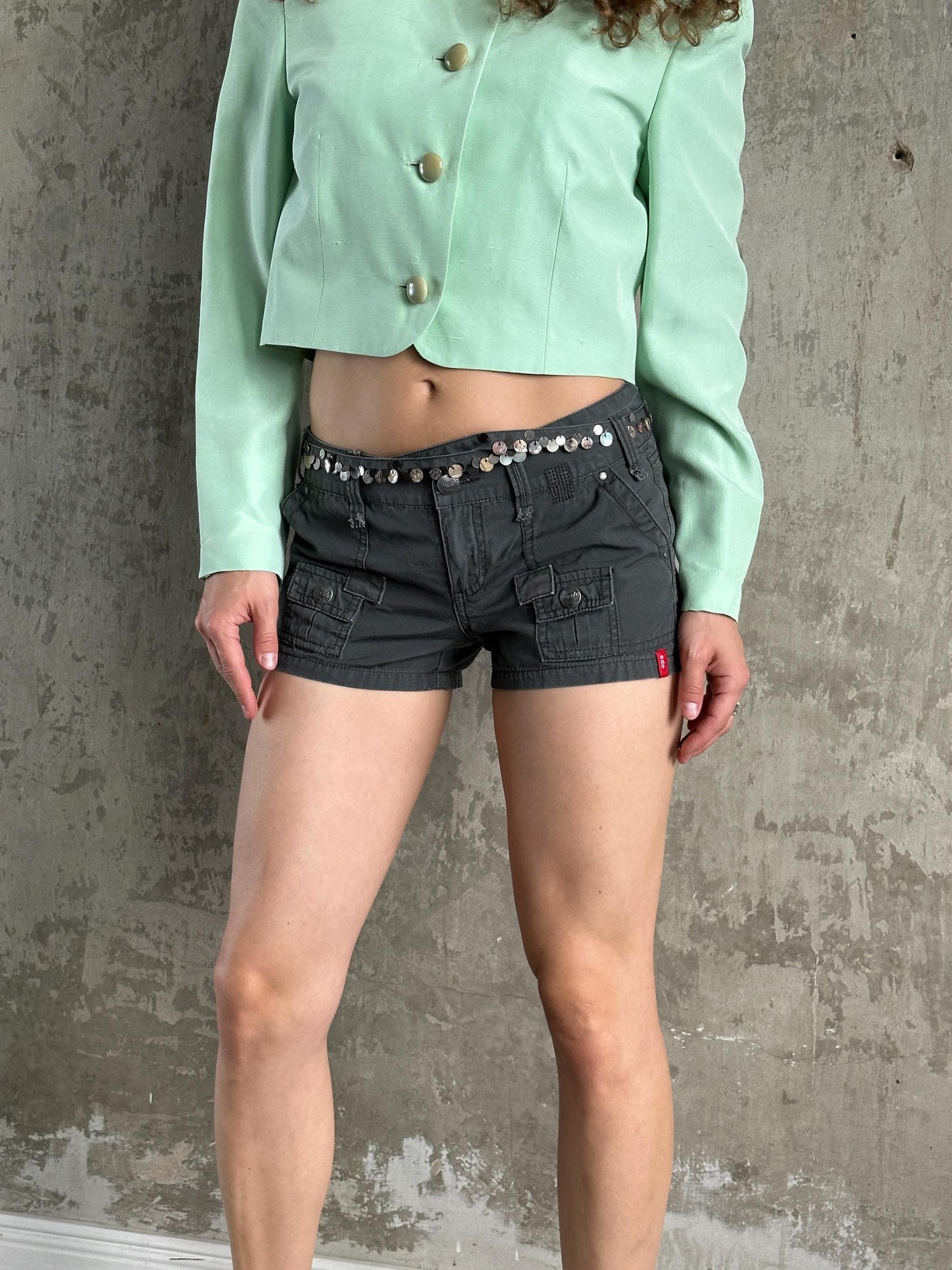 Vintage Y2K Grey Cargo Micro Shorts
