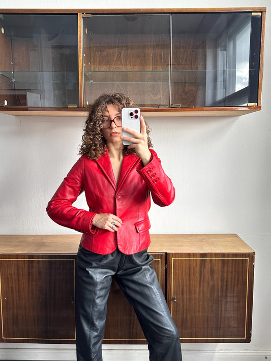 Vintage 90s soft leather jacket in red