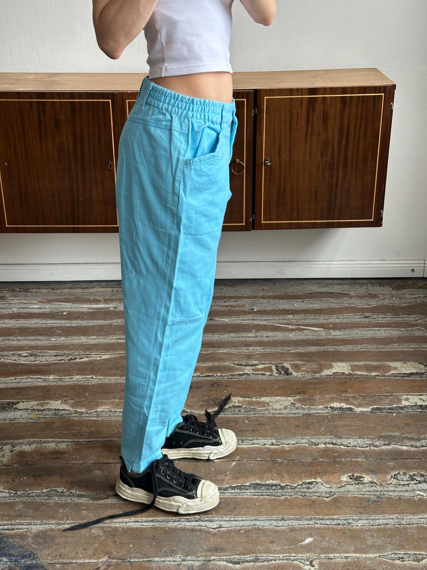 Vintage y2k high rise baby blue jeans, cotton jeans