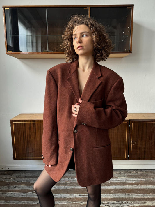 Vintage Corneliani oversized wool blazer in brown