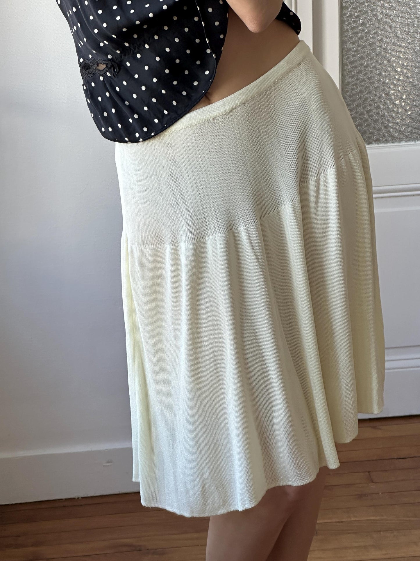 Vintage Emporio Armani Knit Skirt in Light Yellow/Butter