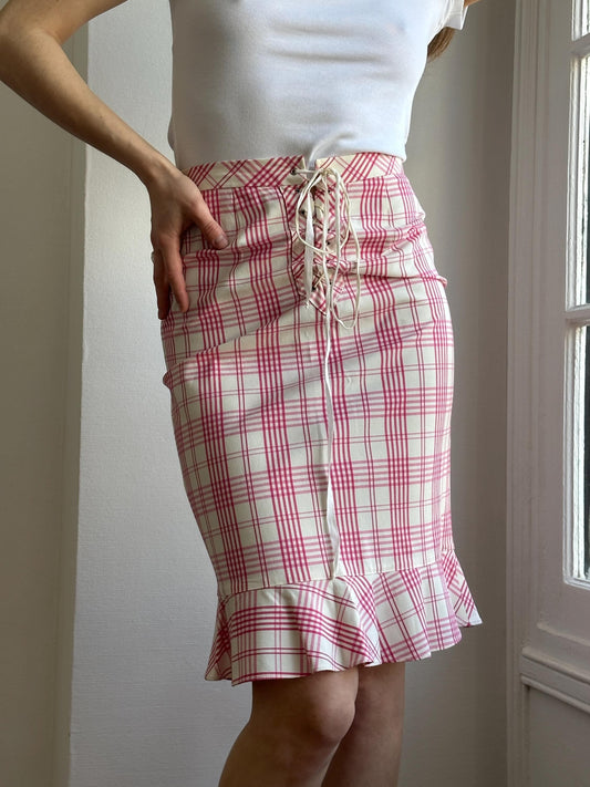 Vintage Moschino Cheap & Chic Pink Plaid Skirt