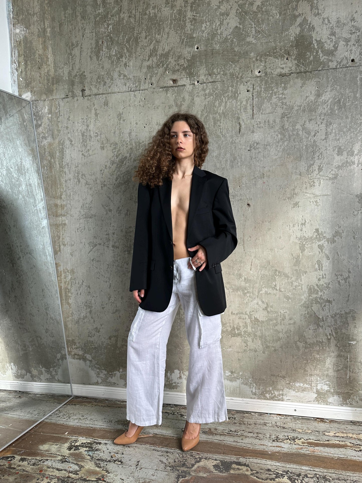 Vintage 90s Hugo Boss Classic Wool Blazer in Black