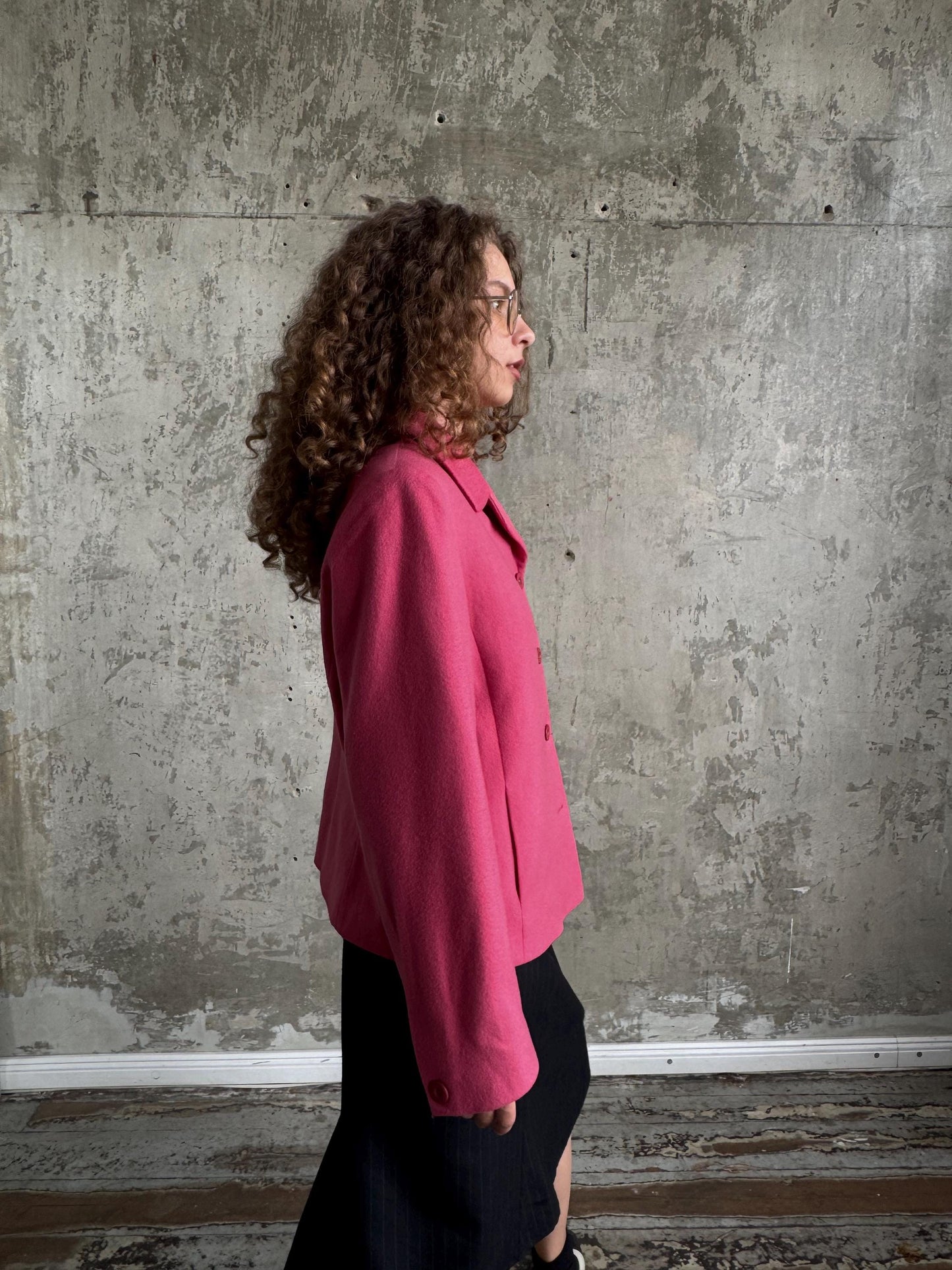 Vintage Soft Wool Blazer In Pink