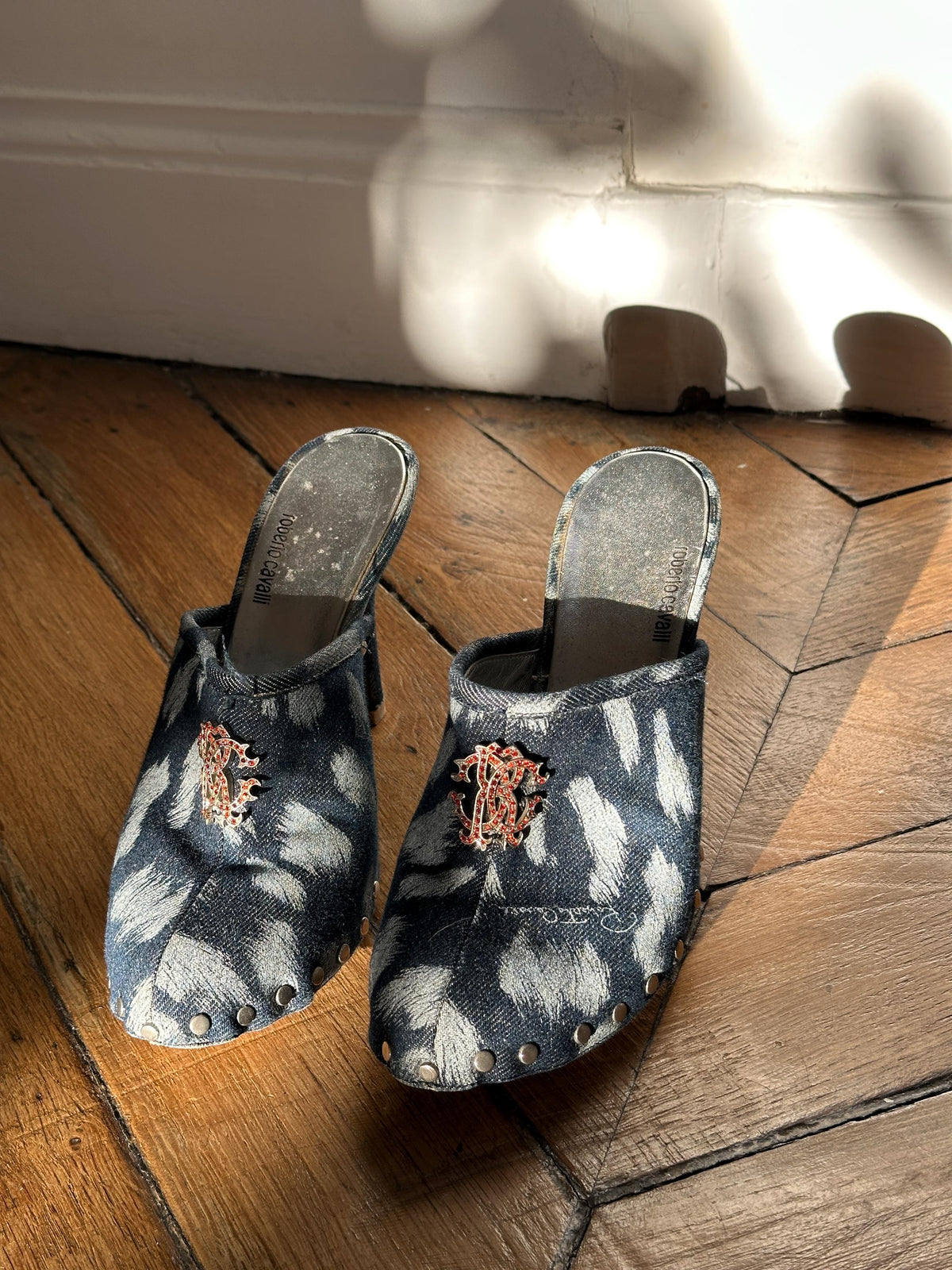Vintage Y2K Roberto Cavalli Denim Blue Mules I US 6.5