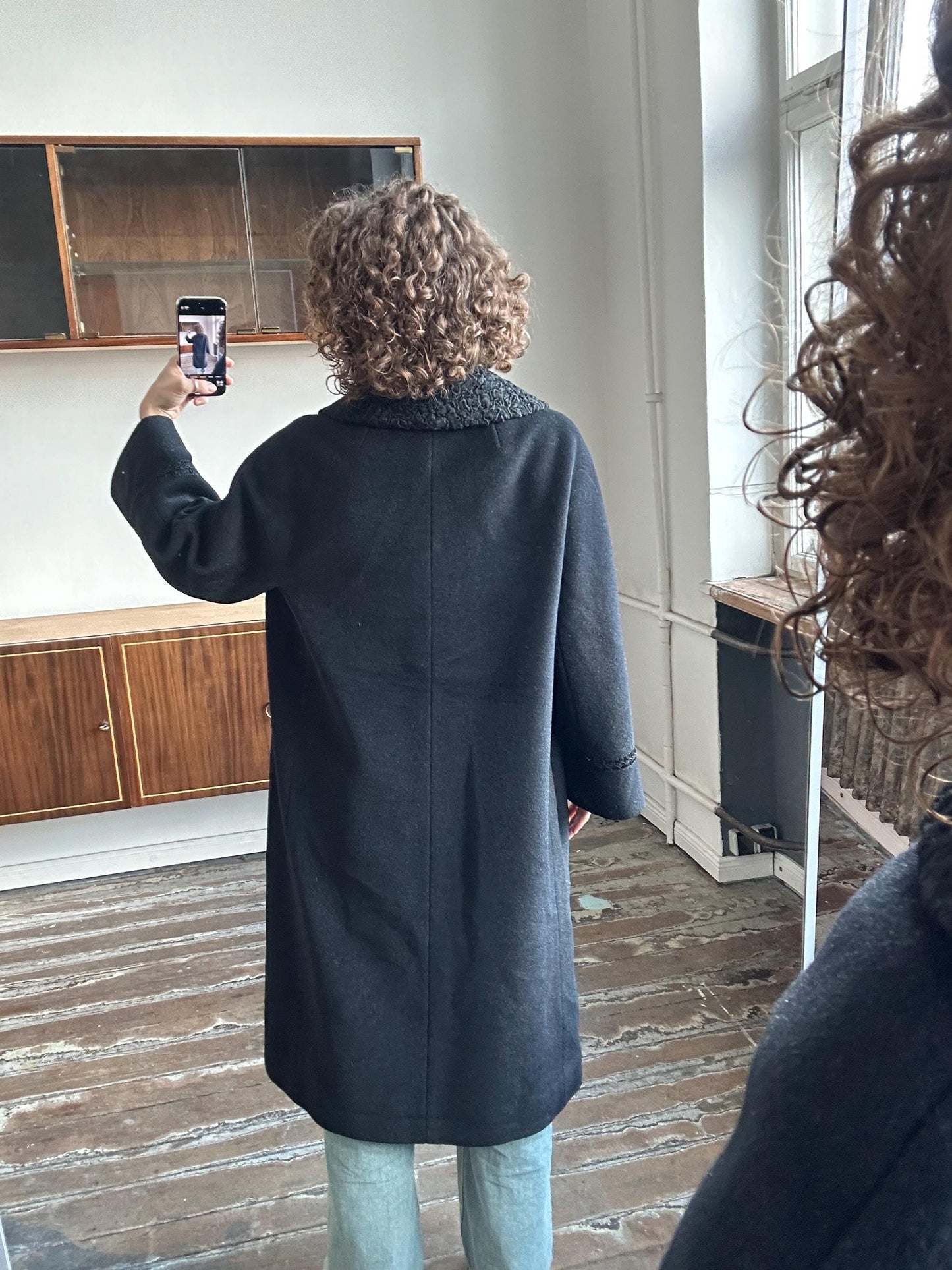 Vintage 90s mohair/wool blend coat in black