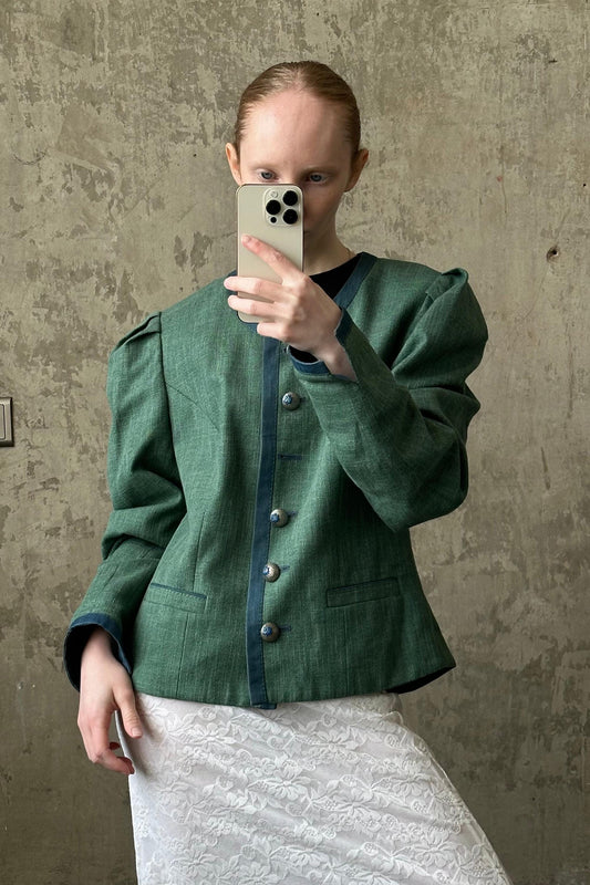 Vintage cotton oversized jacket in green