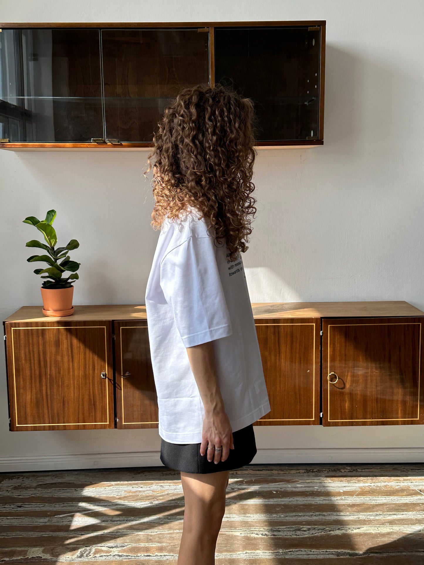 Oversized unisex printed cotton t-shirt in white