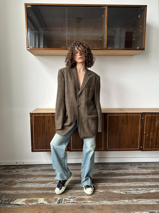 Vintage 90s check blazer in earthy tones