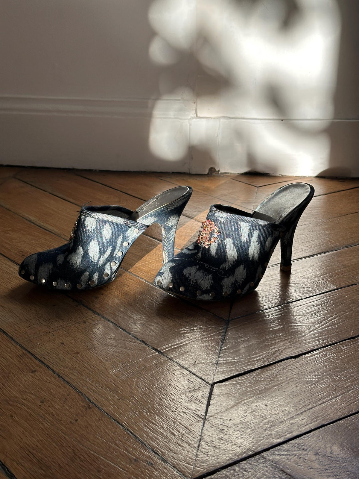 Vintage Y2K Roberto Cavalli Denim Blue Mules I US 6.5