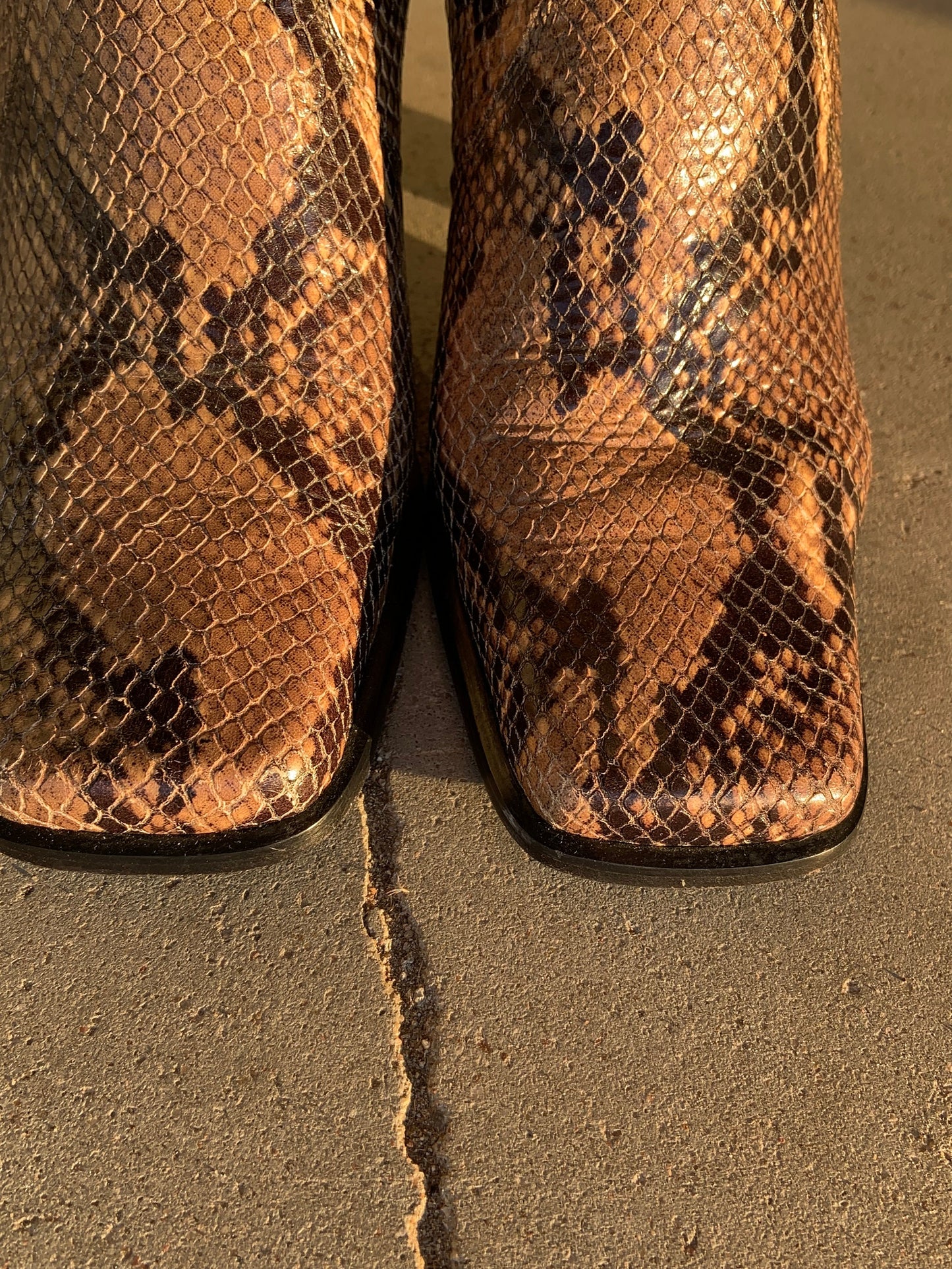 Vintage snake leather ankle boots