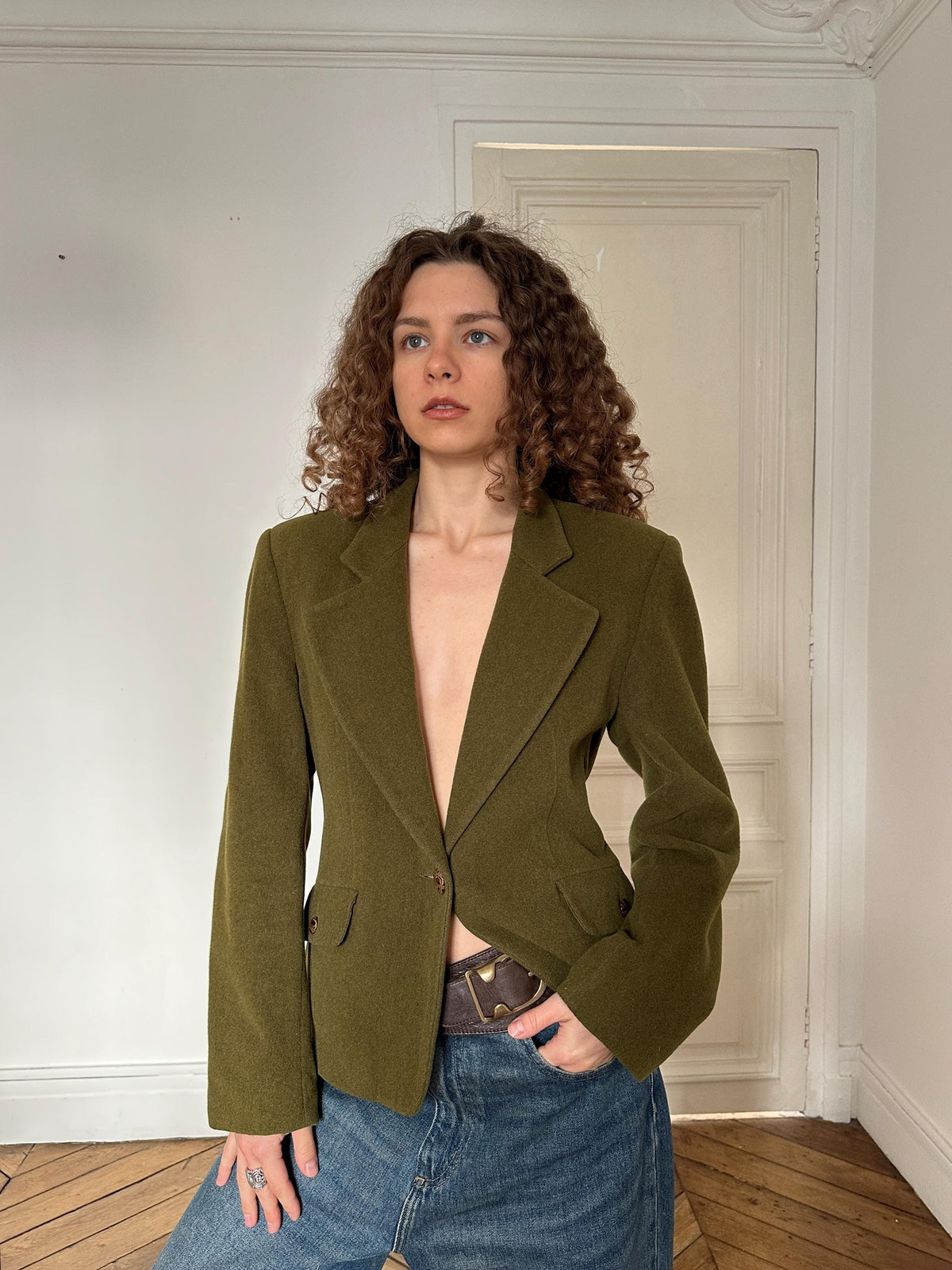 Vintage Les Copains Olive Green Wool Blazer
