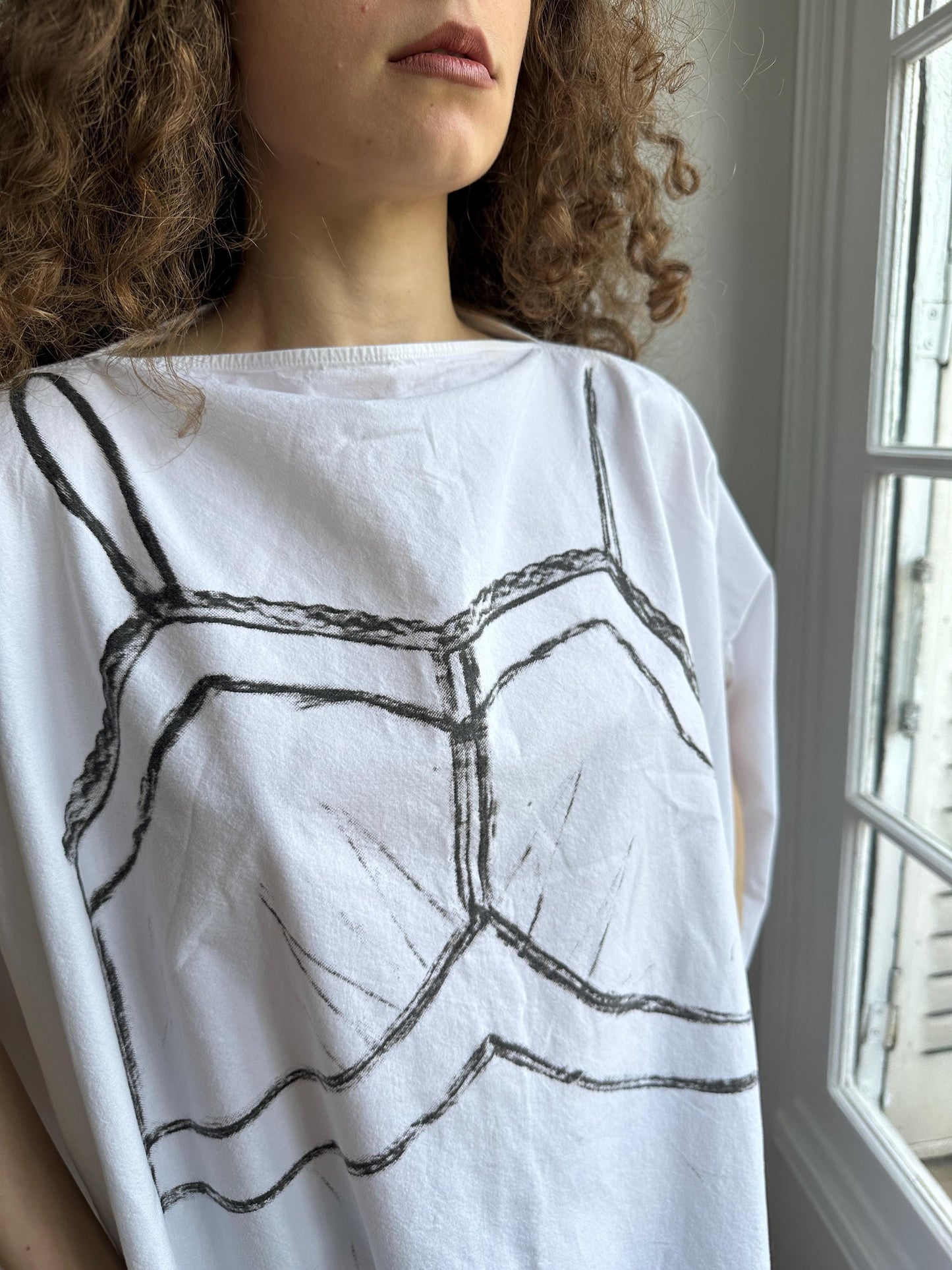 MM6 Maison Margiela Trompe L'Oeil Circle Oversized Dress in White