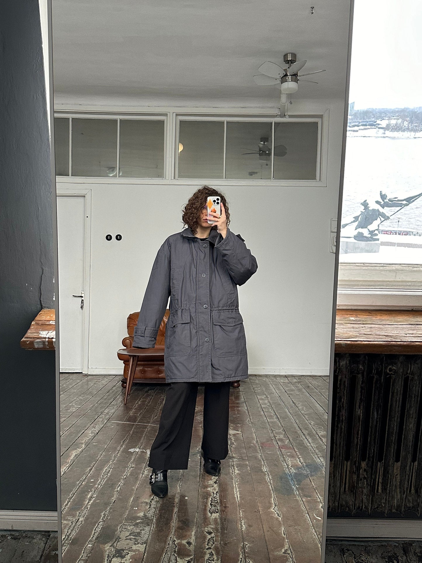 Vintage oversized trench coat in grey