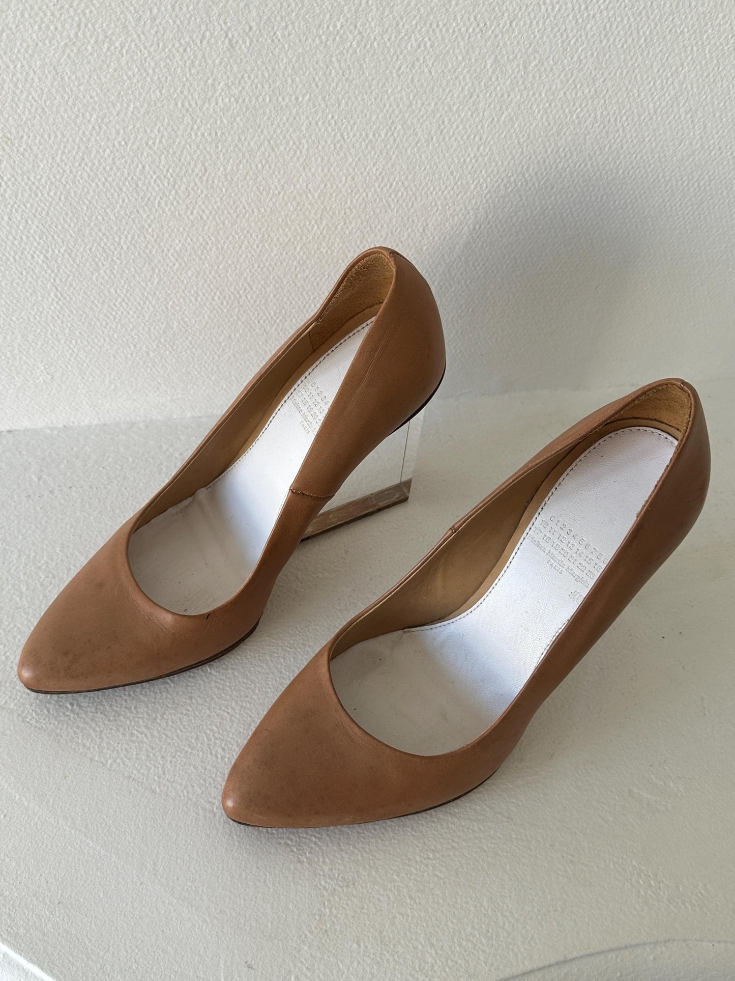 Maison Margiela x H&M Tan Leather Wedge Pumps in Brown I US 7.5